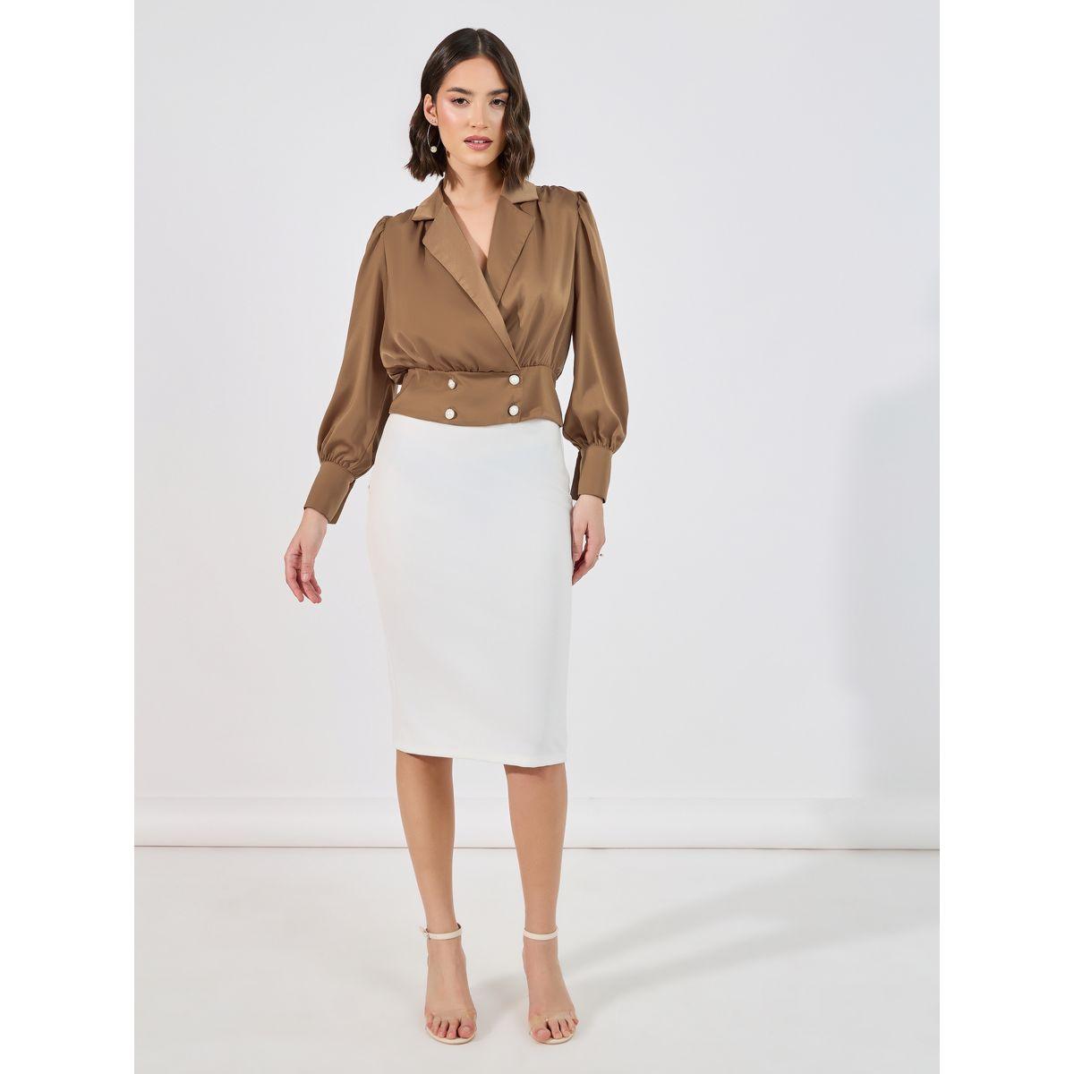 بلوزة بنمط لف وأزرار مع أكمام بالون-women-clothing-shirtsandblouses-blouses-image-3