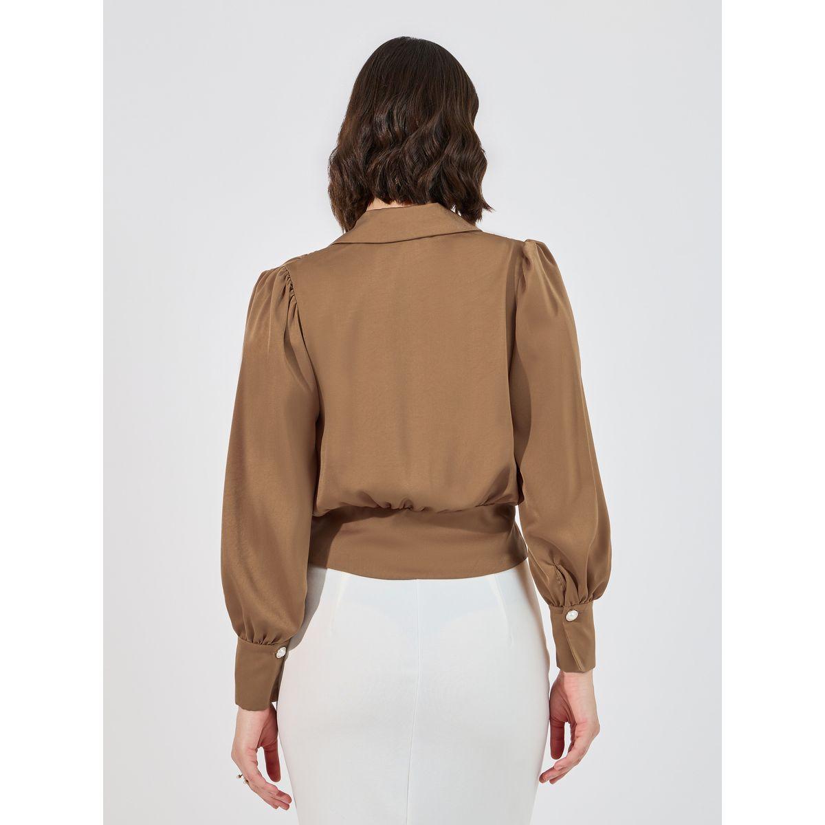 بلوزة بنمط لف وأزرار مع أكمام بالون-women-clothing-shirtsandblouses-blouses-image-1