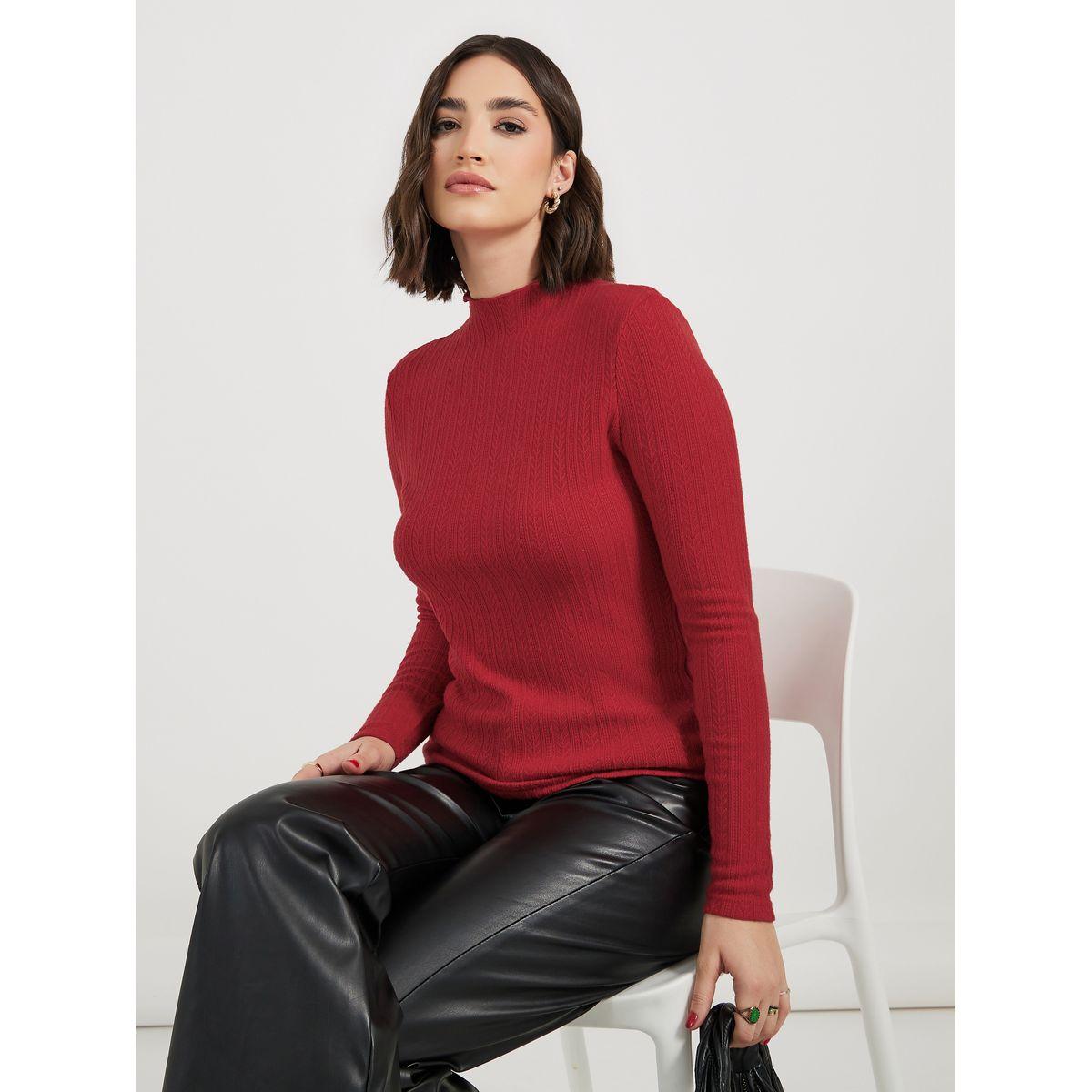 بلوزة محبوكة بتفاصيل بارزة الملمس-women-clothing-shirtsandblouses-blouses-image-1