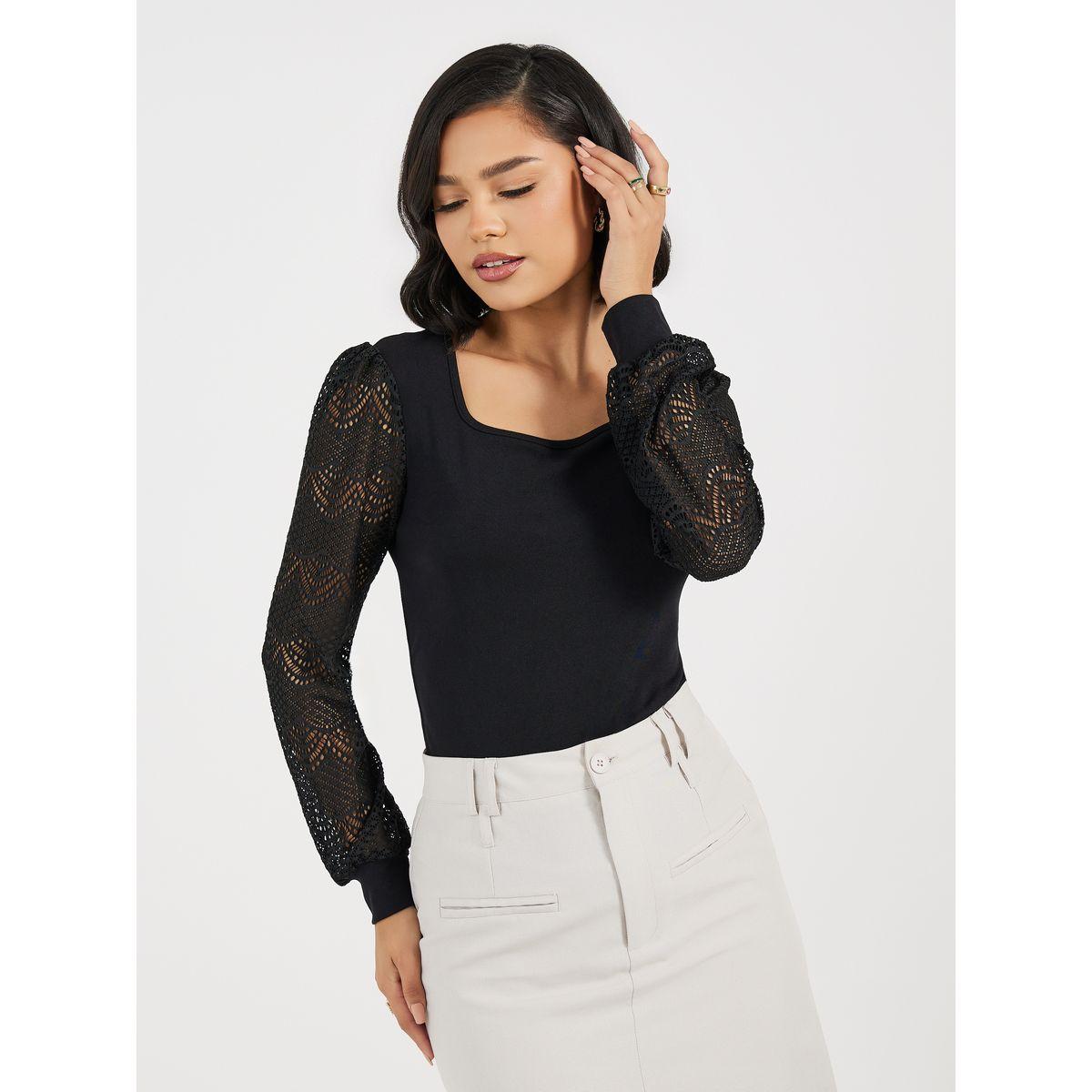 Styli Lace Insert Knit Top-women-clothing-shirtsandblouses-blouses-image-1