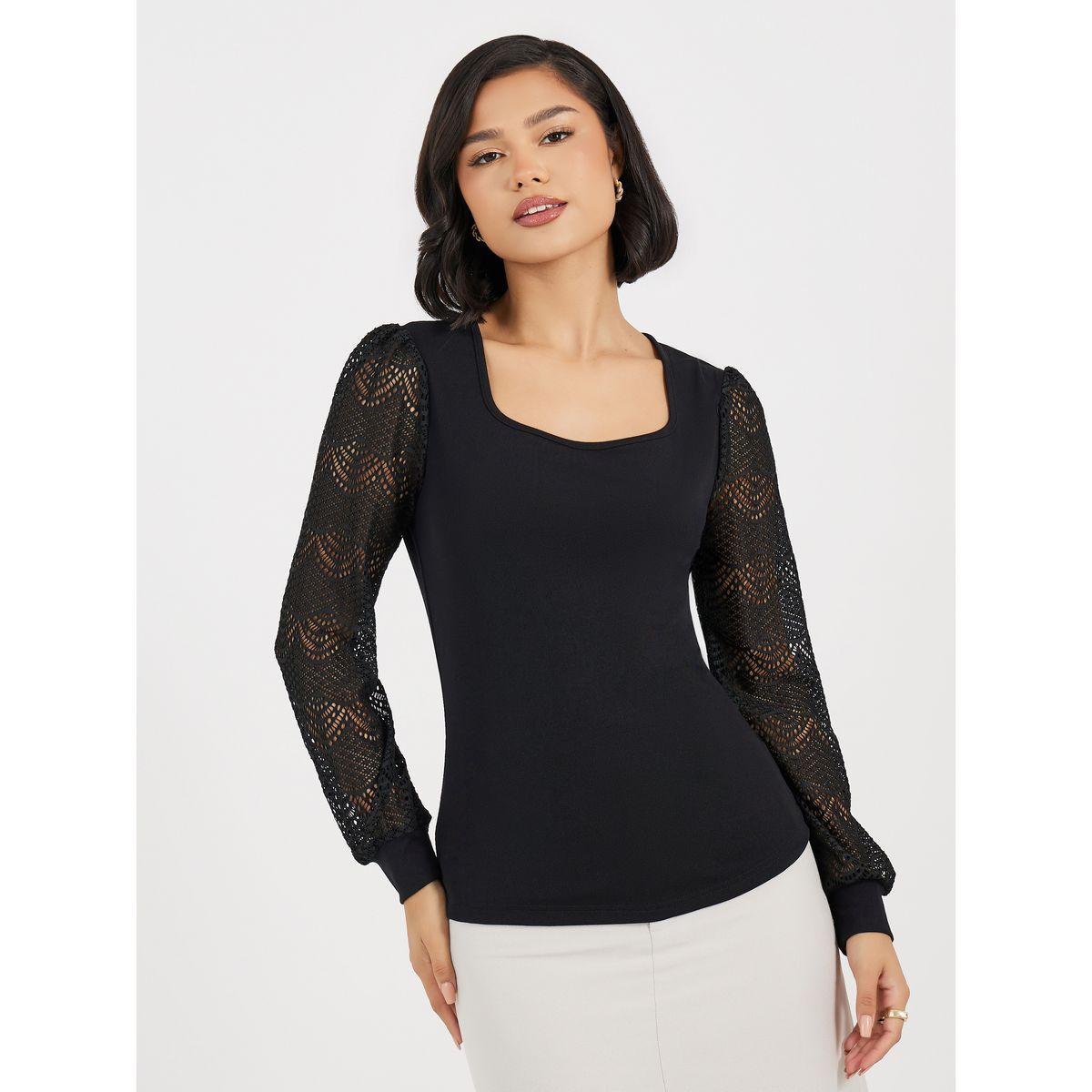 Styli Lace Insert Knit Top-women-clothing-shirtsandblouses-blouses-image-3
