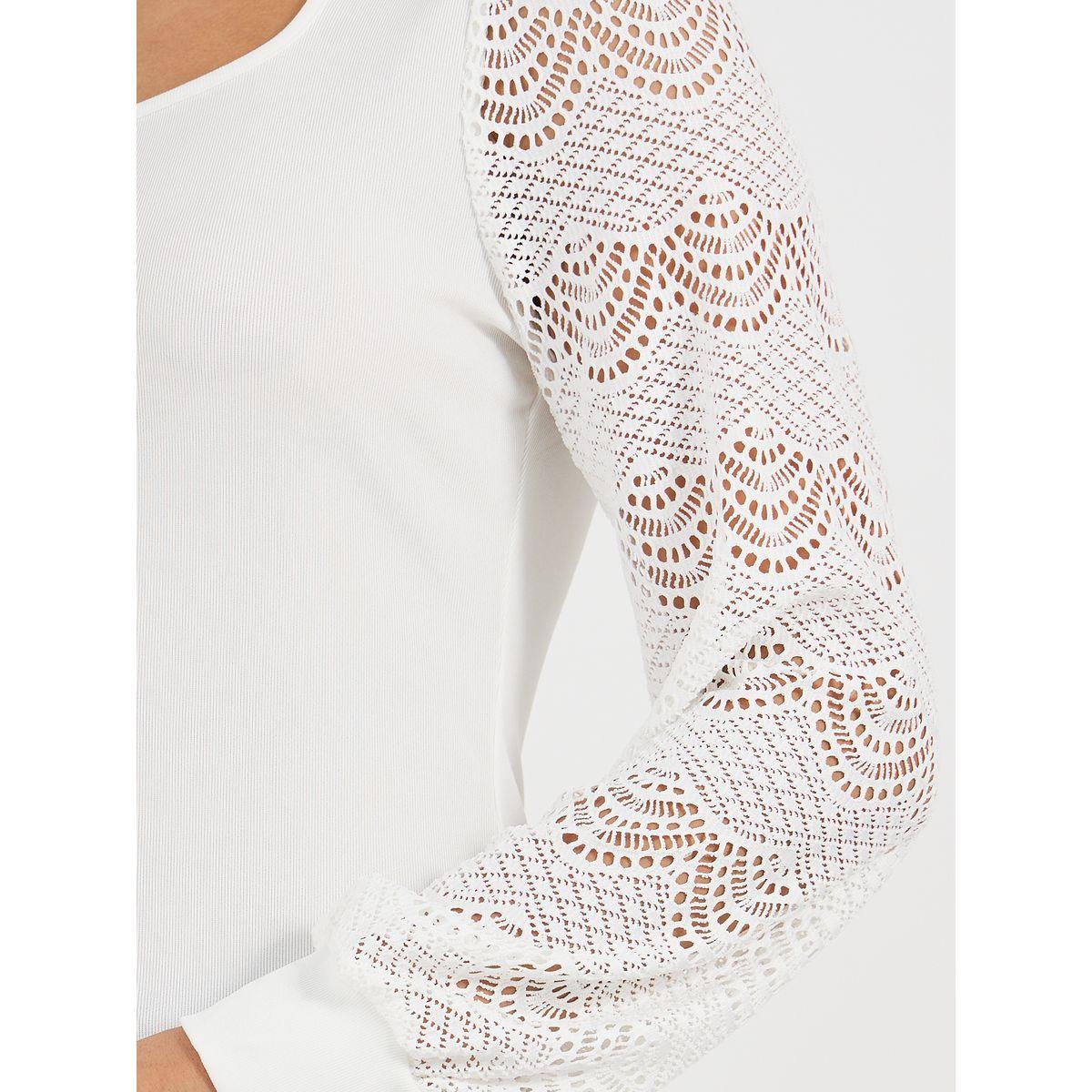 Styli Lace Insert Sleeve Knit Top-women-clothing-tshirts-image-5