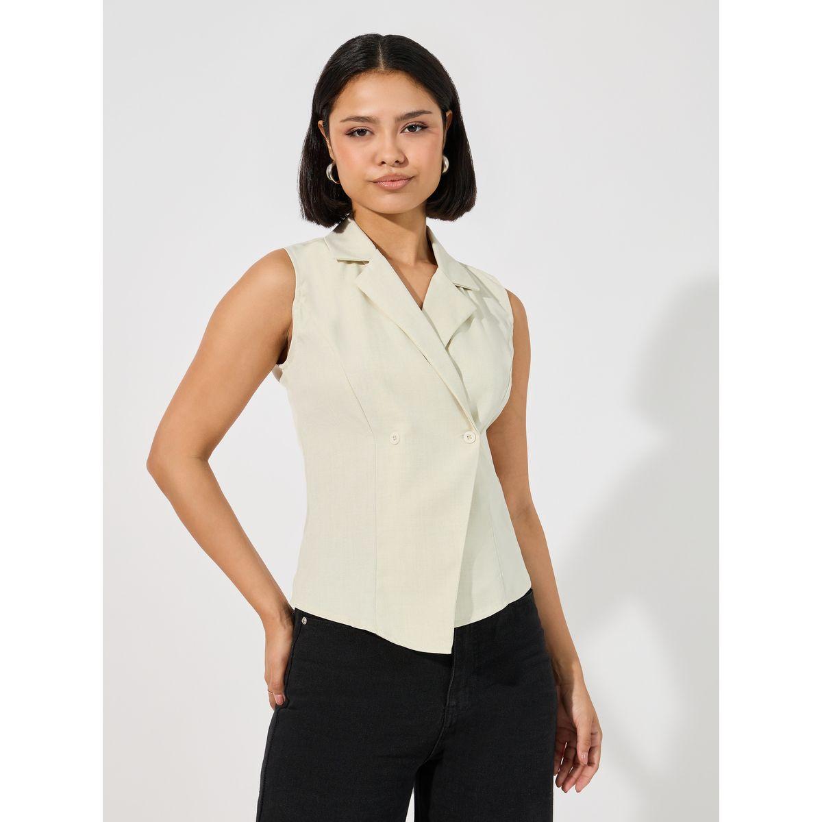 Styli  Sleeveless Wrap Top with Notch Collar-women-clothing-shirtsandblouses-blouses-image-1