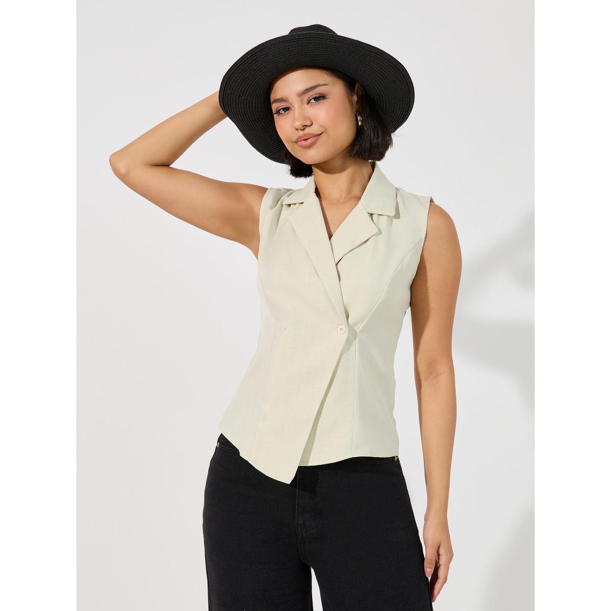 Styli  Sleeveless Wrap Top with Notch Collar-women-clothing-shirtsandblouses-blouses-image-4