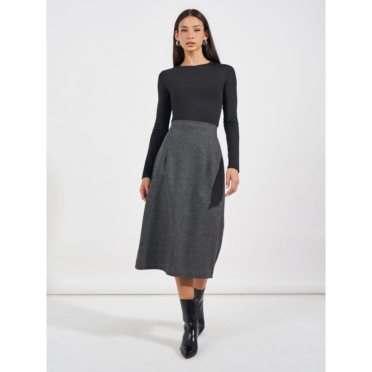 Styli High Rise Textured Midi Skirt-women-clothing-bottoms-skirts-image-5