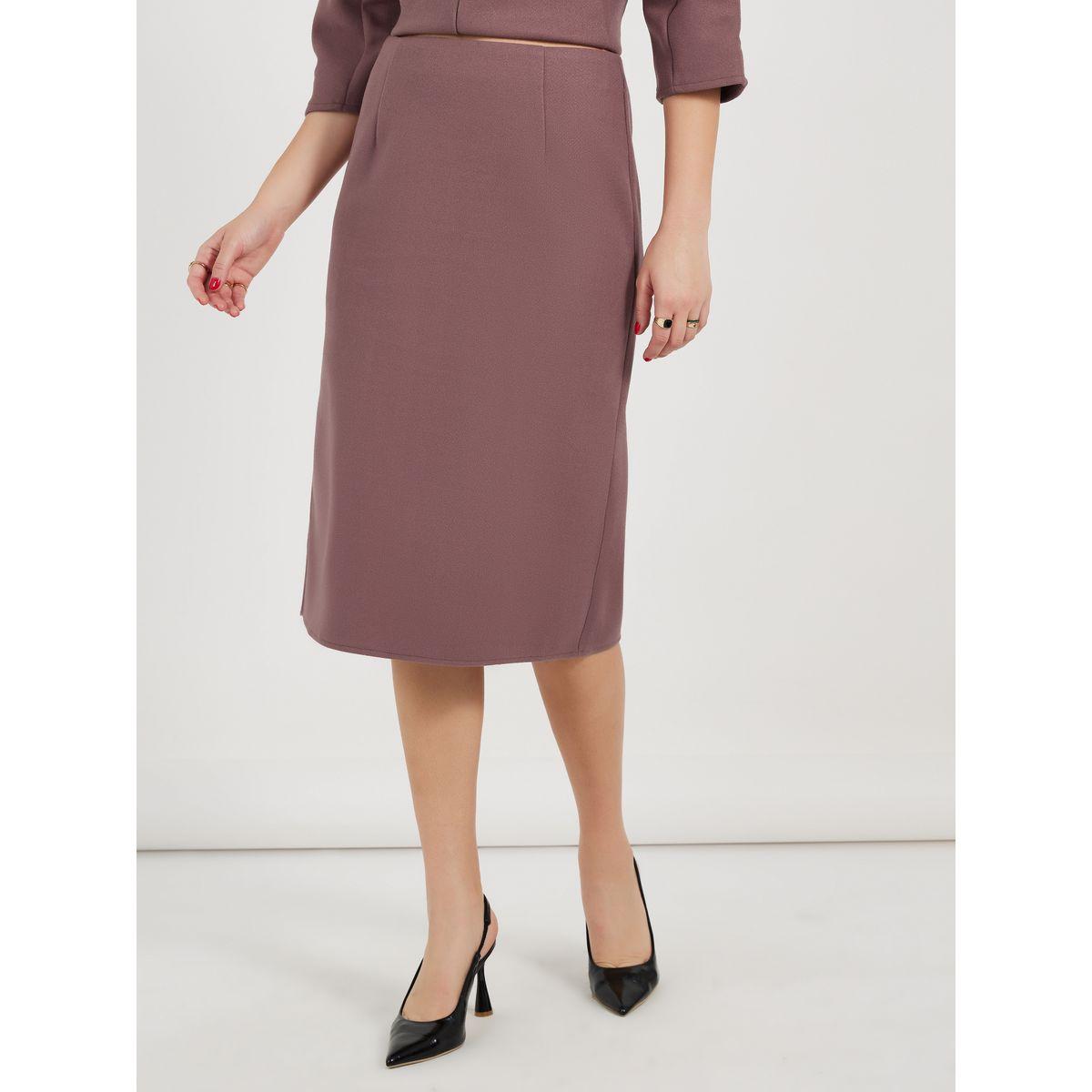 Styli Solid Midi Skirt with Zip Closure-women-clothing-skirts-image-2