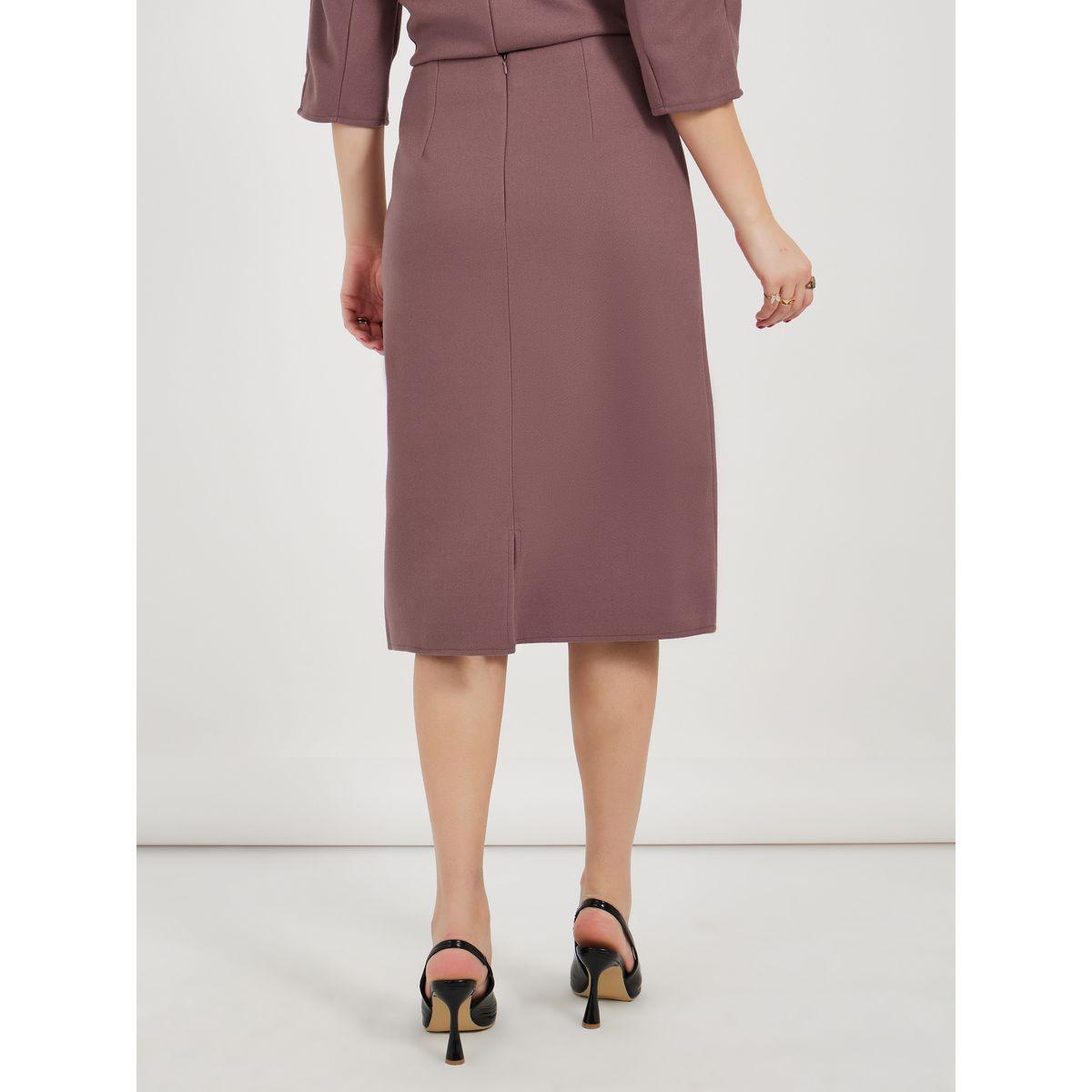 Styli Solid Midi Skirt with Zip Closure-women-clothing-skirts-image-4