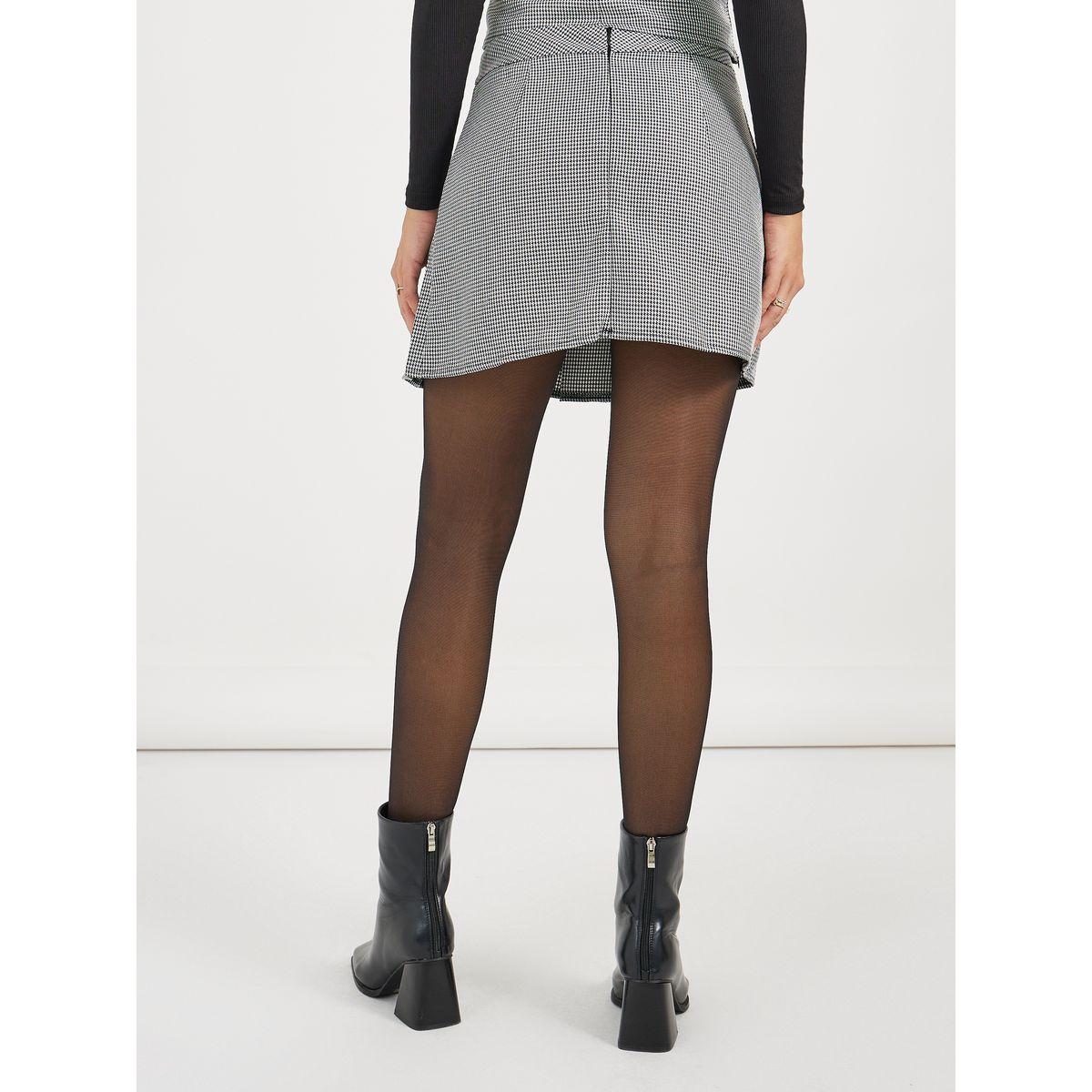 Styli Houndstooth Box Pleats A-Line Mini Skirt-women-clothing-bottoms-skirts-image-4
