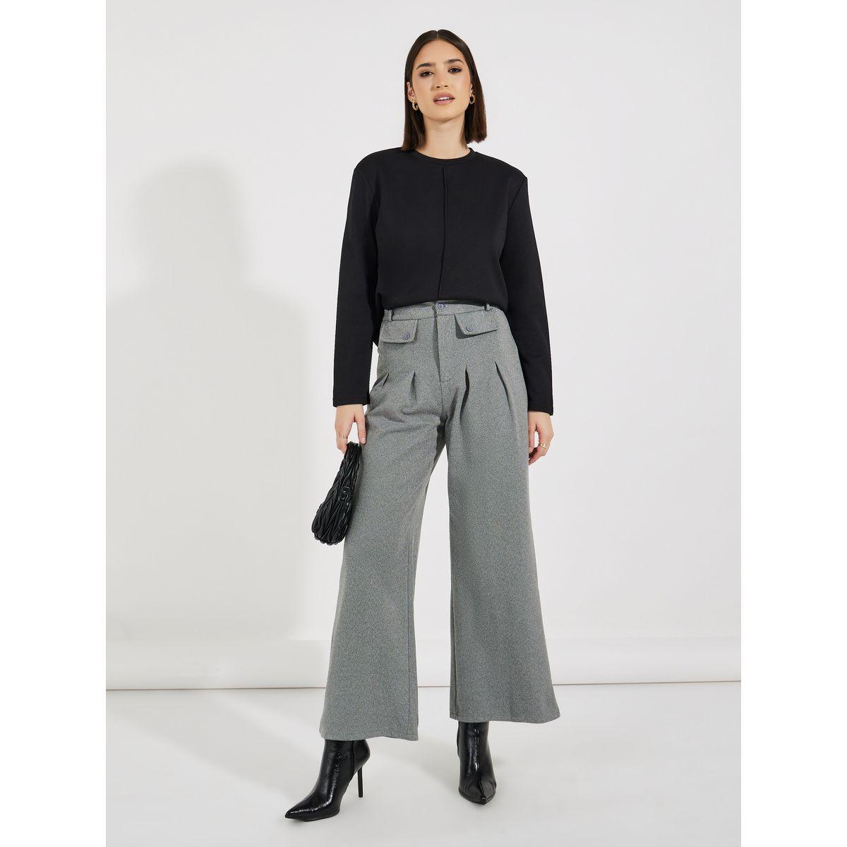 بنطال بأرجل واسعة وخصر عالي-women-clothing-bottoms-trousers-image-1
