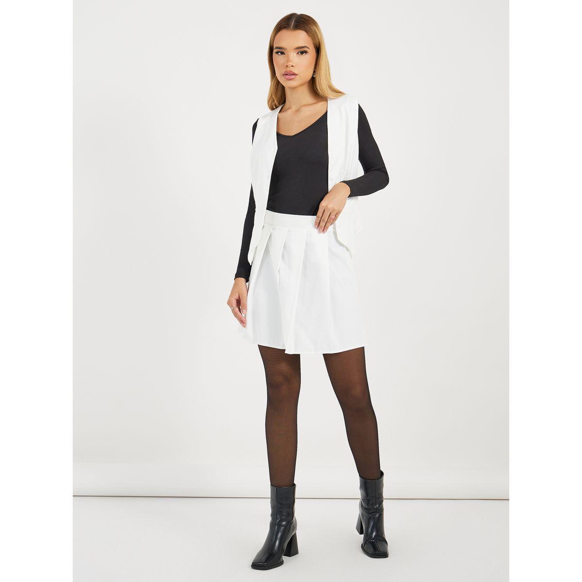 Styli Plain Pleated A-Line Mini Skirt-women-clothing-bottoms-skirts-image-1