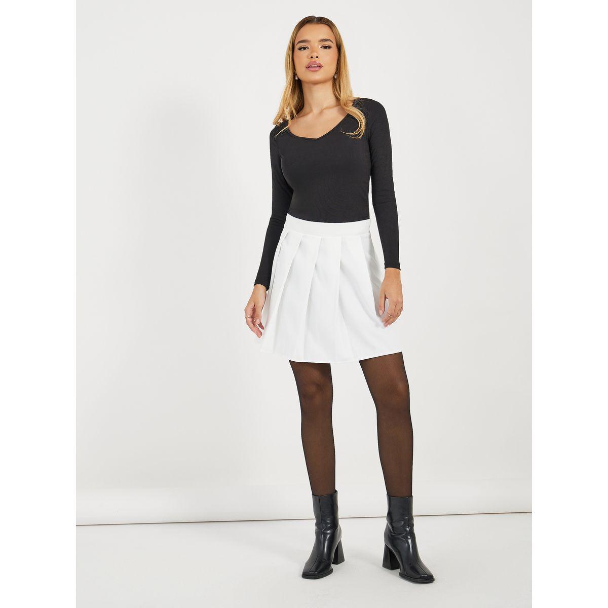Styli Plain Pleated A-Line Mini Skirt-women-clothing-bottoms-skirts-image-5