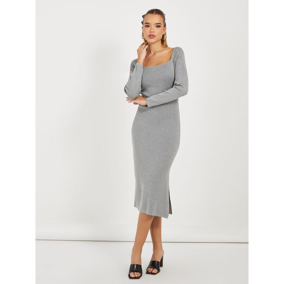 Styli Square Neck Knitted Sweater Midi Dress-women-clothing-dresses-image-5