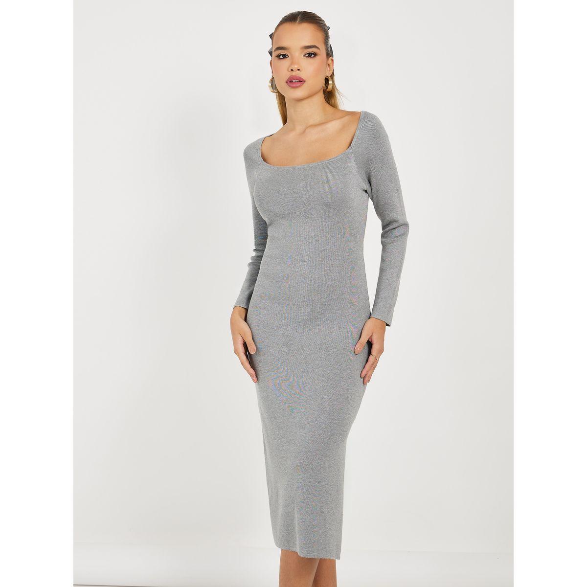 Styli Square Neck Knitted Sweater Midi Dress-women-clothing-dresses-image-6