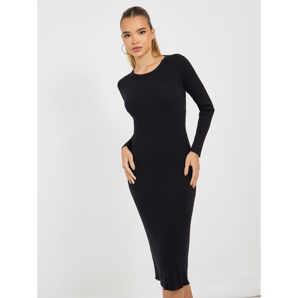 Styli Solid Ribbed Knit Sweater Midi Dress-women-clothing-dresses-image-6