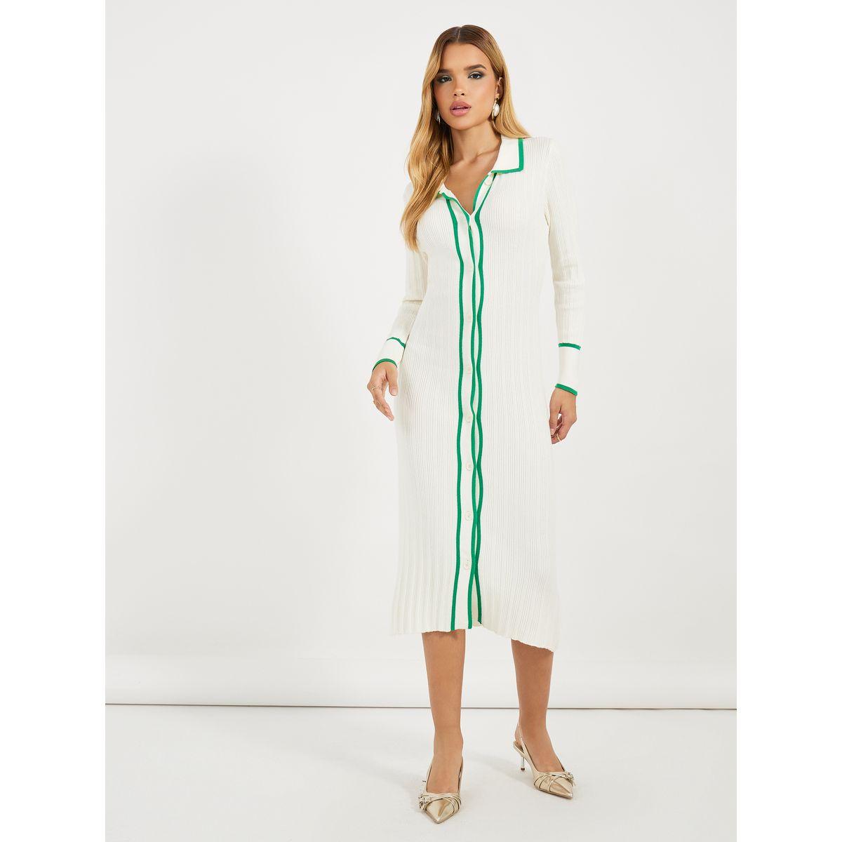 Styli Contrast Trim Collared Sweater Midi Dress-women-clothing-dresses-image-4