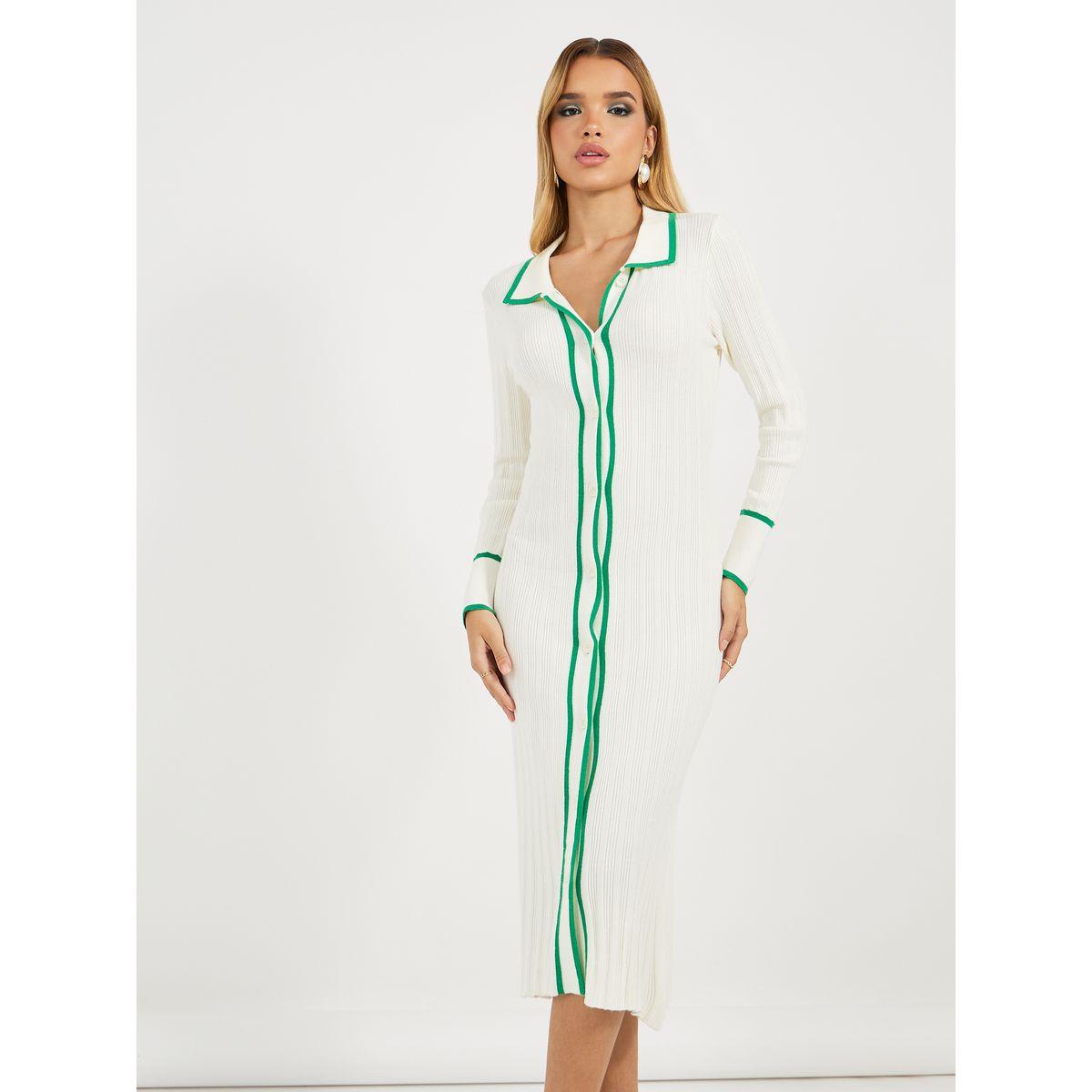 Styli Contrast Trim Collared Sweater Midi Dress-women-clothing-dresses-image-5