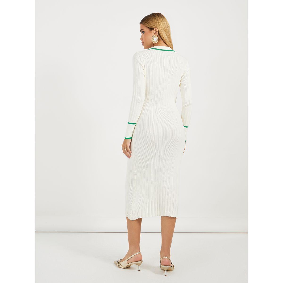 Styli Contrast Trim Collared Sweater Midi Dress-women-clothing-dresses-image-6