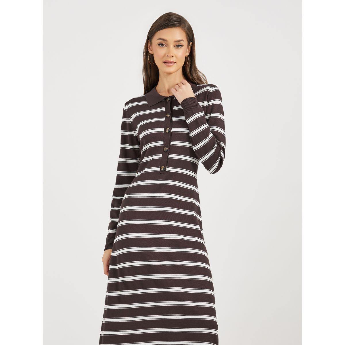 فستان ميدي مخطط بأكمام طويلة-women-clothing-dresses-image-2