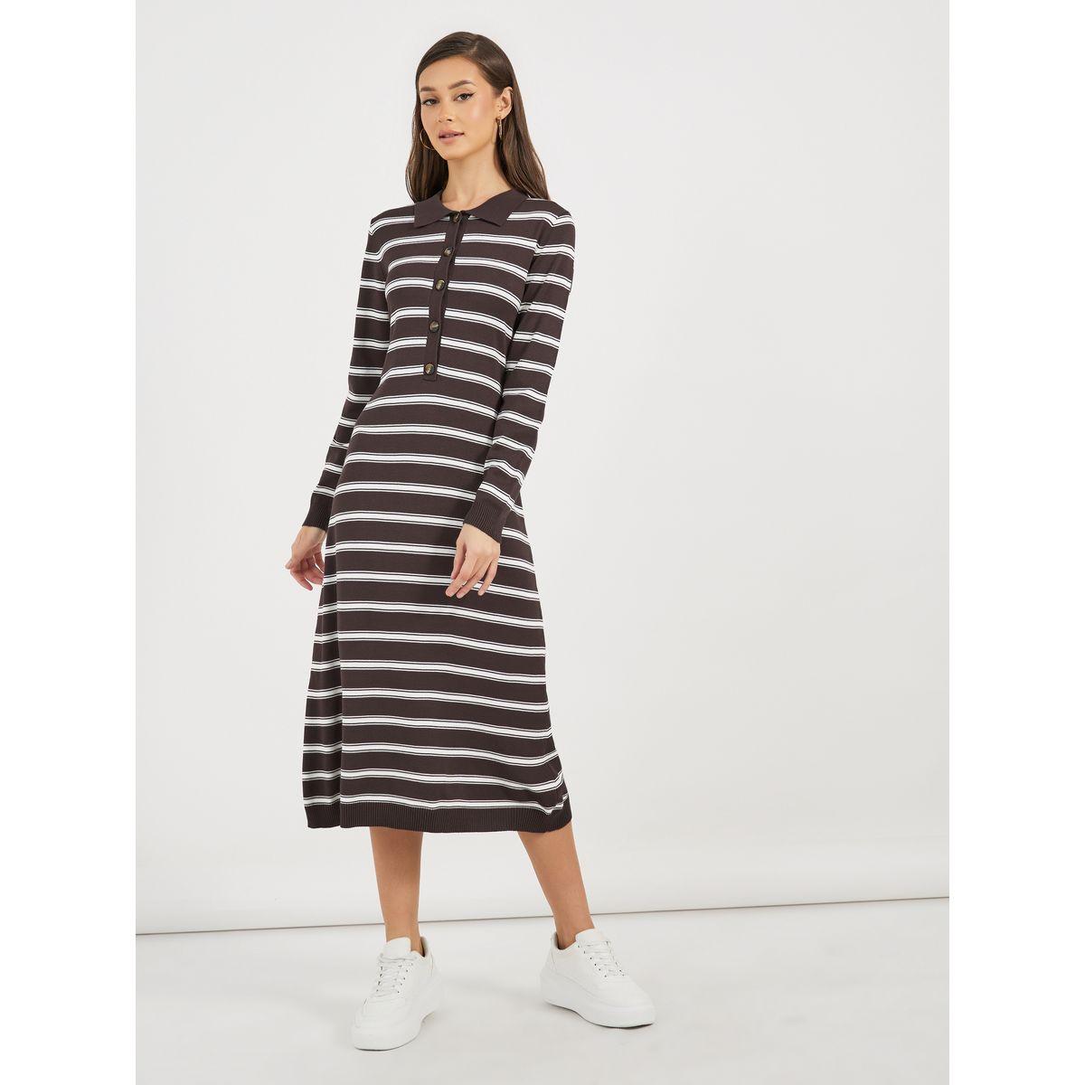 Styli Striped Long Sleeves Sweater Midi Dress-women-clothing-dresses-image-4