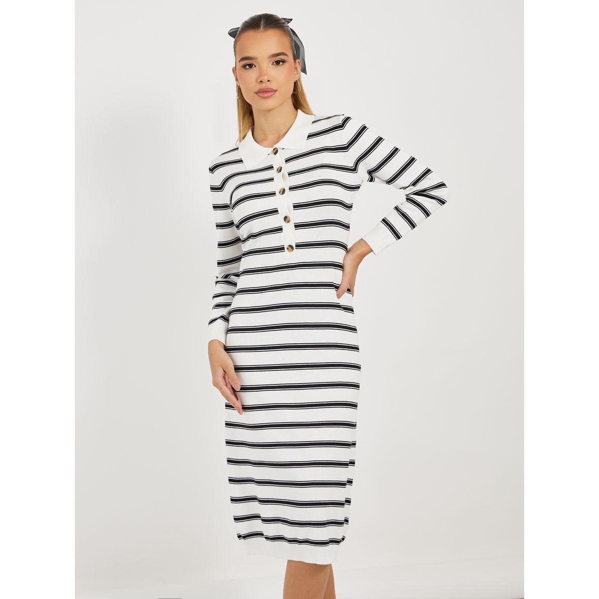 Styli Striped Long Sleeves Sweater Midi Dress-women-clothing-dresses-image-2