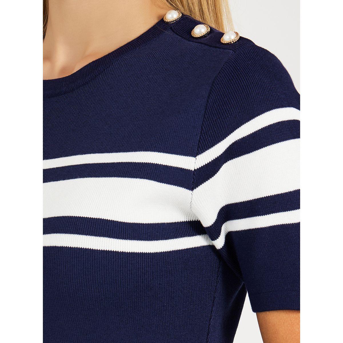 Styli Striped Short Sleeves Sweater Midi Dress-women-clothing-dresses-image-3