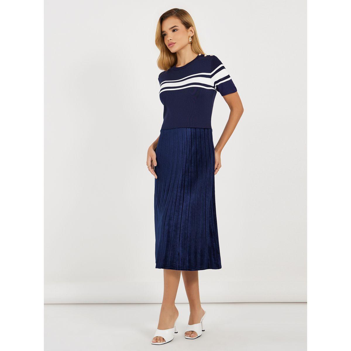 Styli Striped Short Sleeves Sweater Midi Dress-women-clothing-dresses-image-5