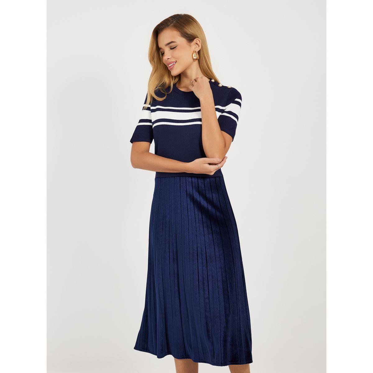 Styli Striped Short Sleeves Sweater Midi Dress-women-clothing-dresses-image-6