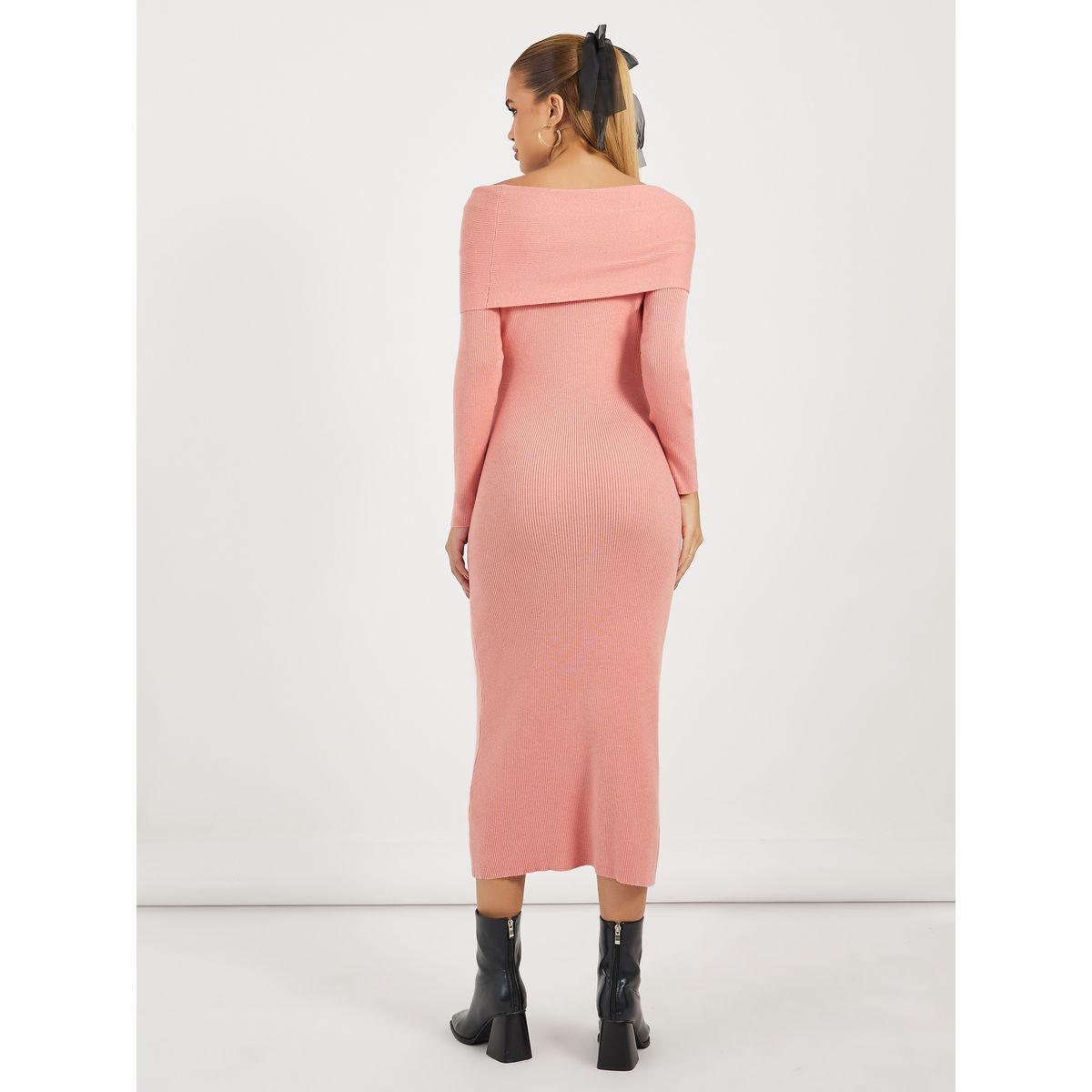Styli Ribbed Knit Off Shoulder Sweater Midi Dress-women-clothing-dresses-image-4