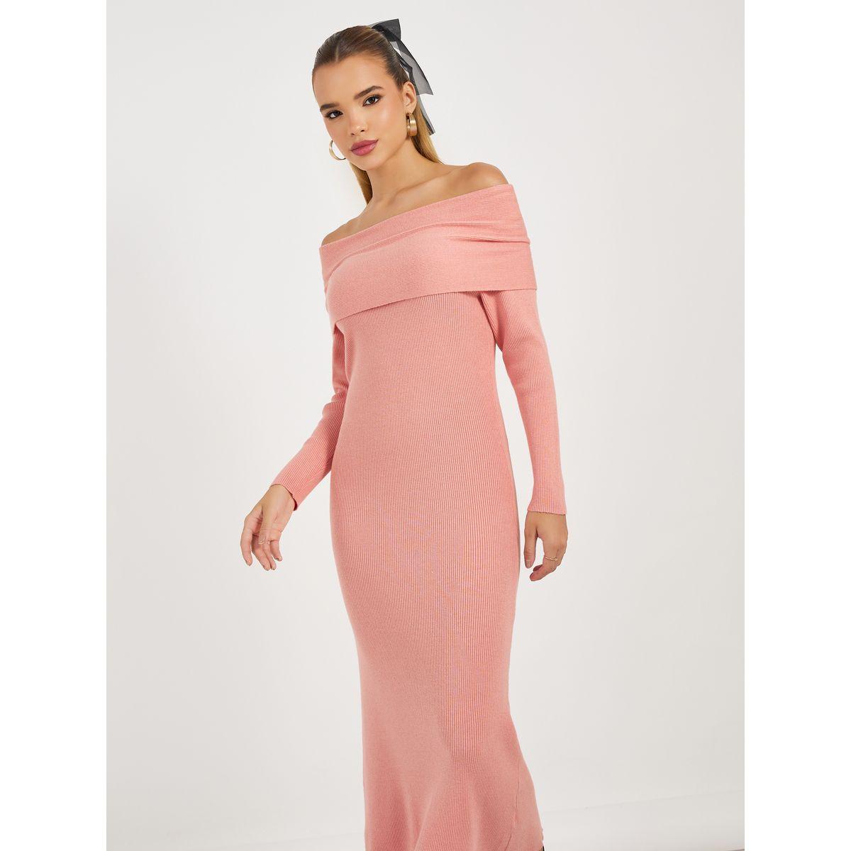 فستان ميدي محبوك بأكتاف مكشوفة-women-clothing-dresses-image-6