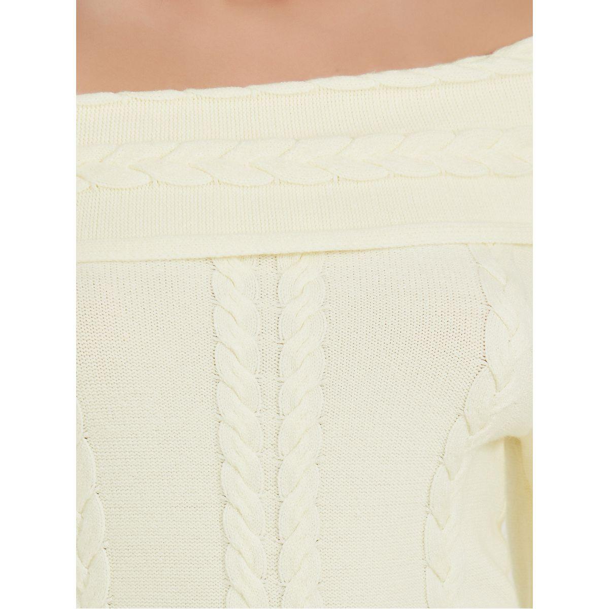 Styli Plain Off Shoulder Sweater Knee-Length Dress-women-clothing-dresses-image-3