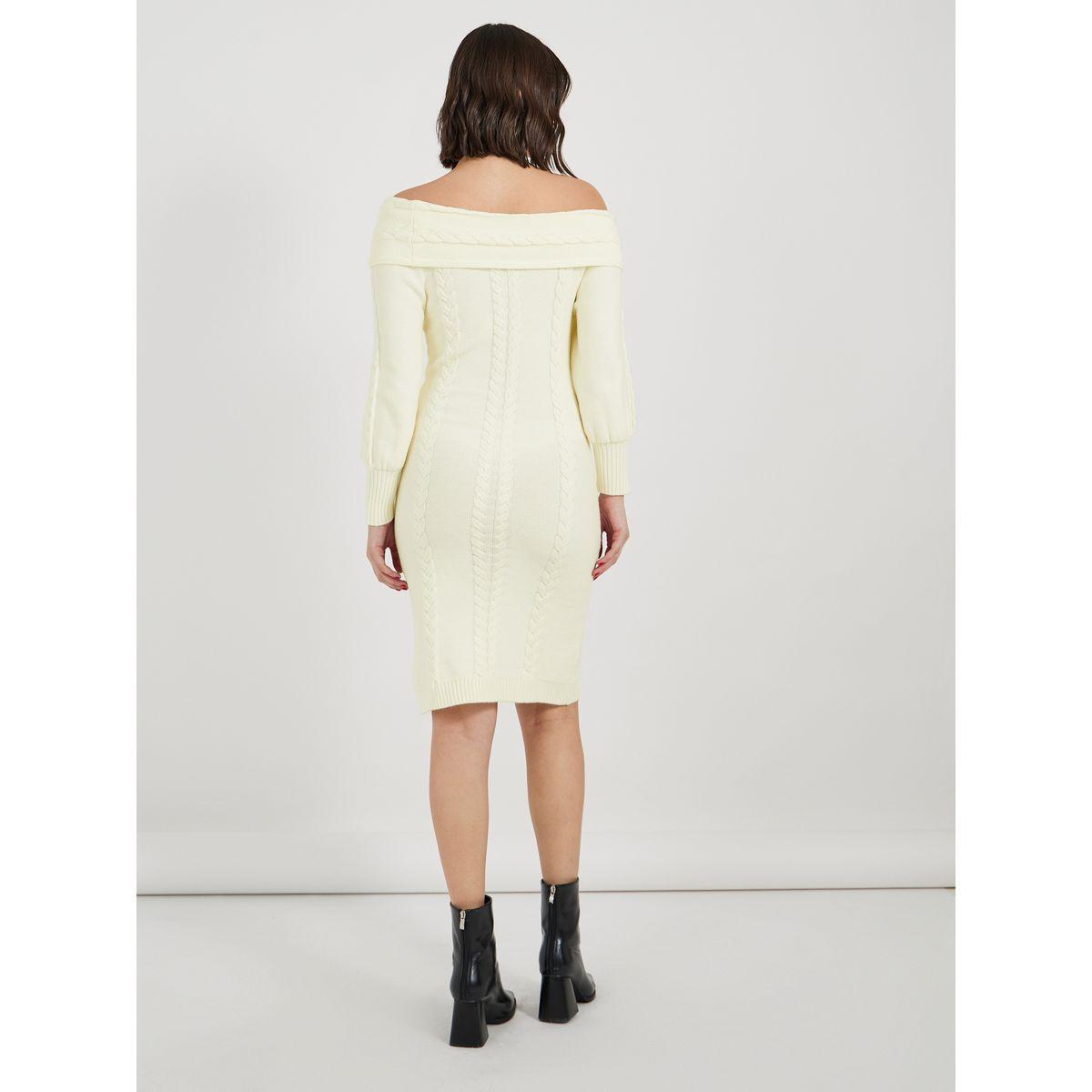 Styli Plain Off Shoulder Sweater Knee-Length Dress-women-clothing-dresses-image-6