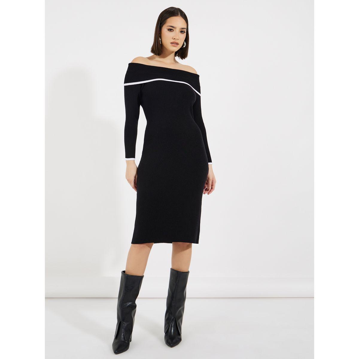 فستان ميدي بأكتاف مكشوفة مع تفاصيل مُتباينة-women-clothing-dresses-image-4