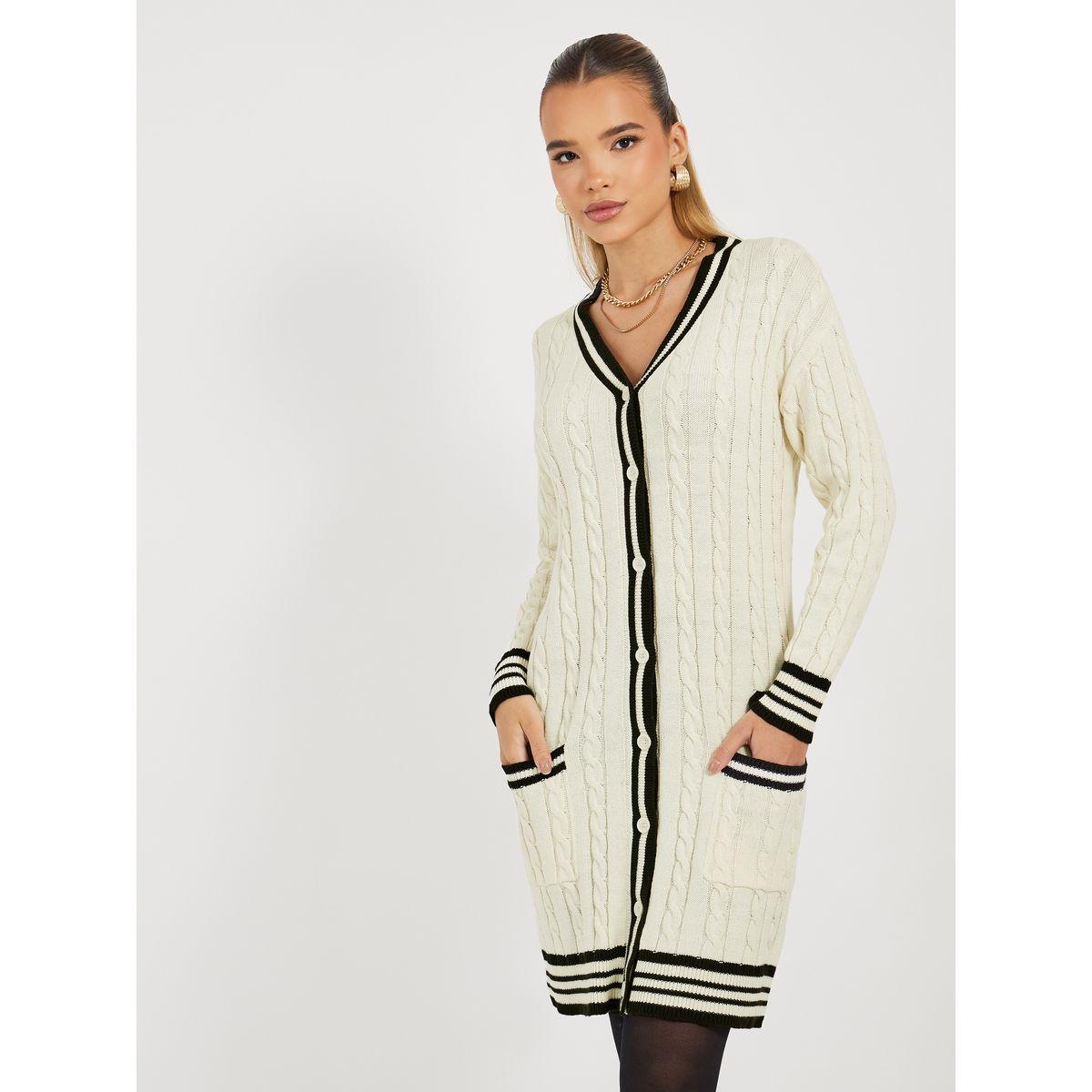 فستان قصير محبوك بتفاصيل مُتباينة-women-clothing-dresses-image-2