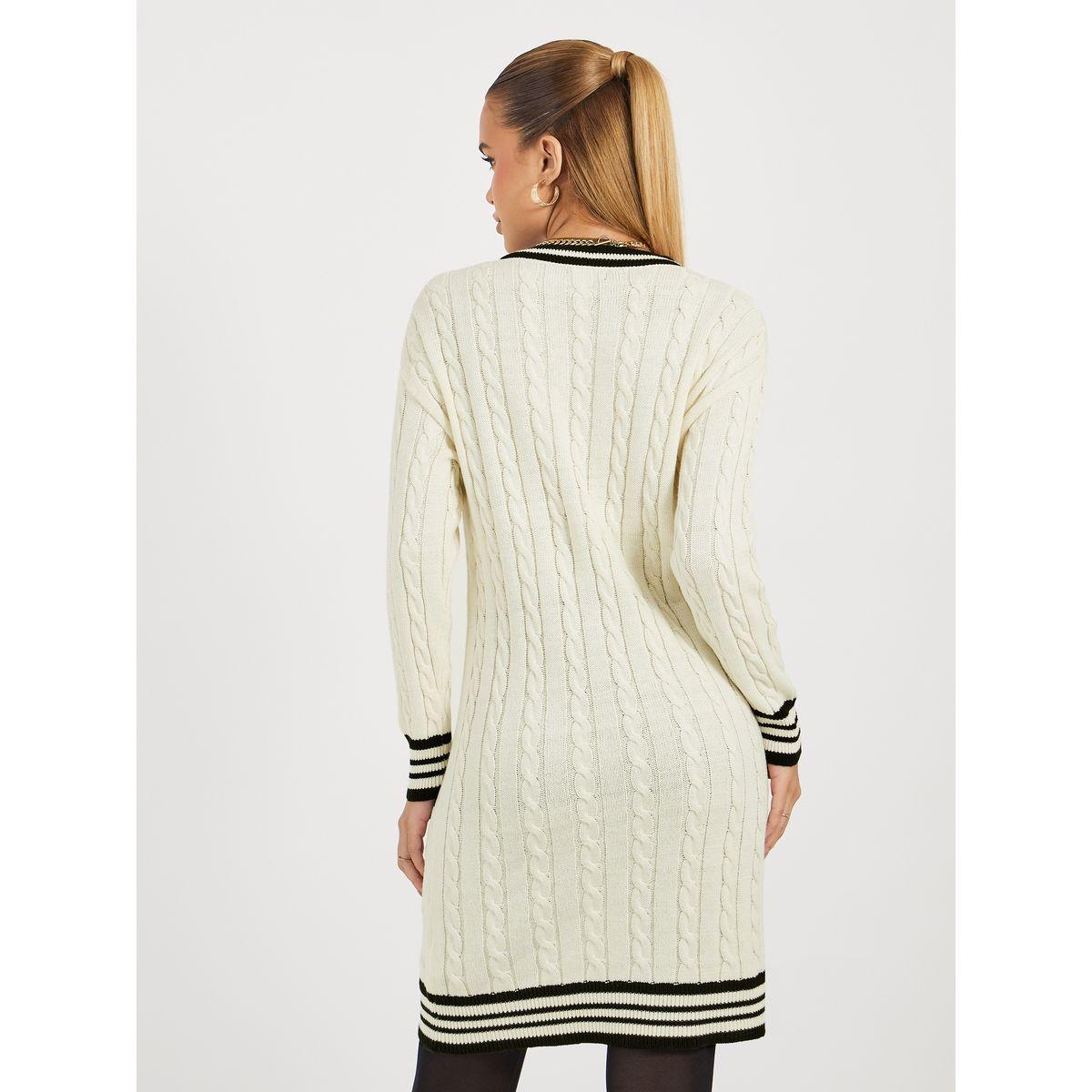فستان قصير محبوك بتفاصيل مُتباينة-women-clothing-dresses-image-4