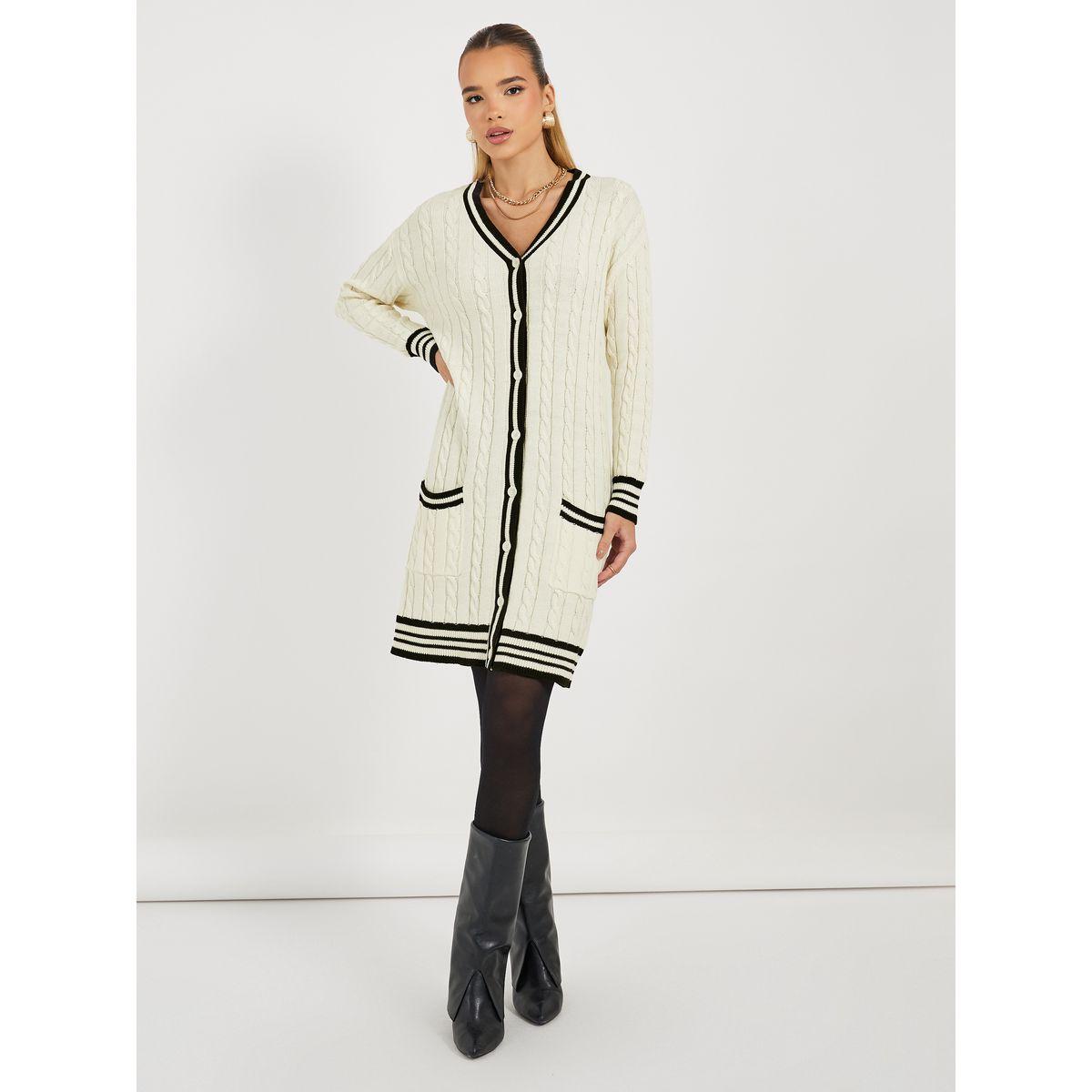 فستان قصير محبوك بتفاصيل مُتباينة-women-clothing-dresses-image-5