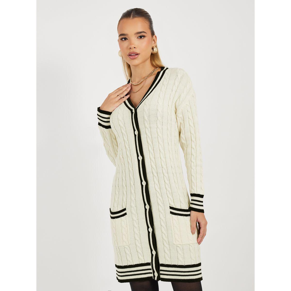 فستان قصير محبوك بتفاصيل مُتباينة-women-clothing-dresses-image-6