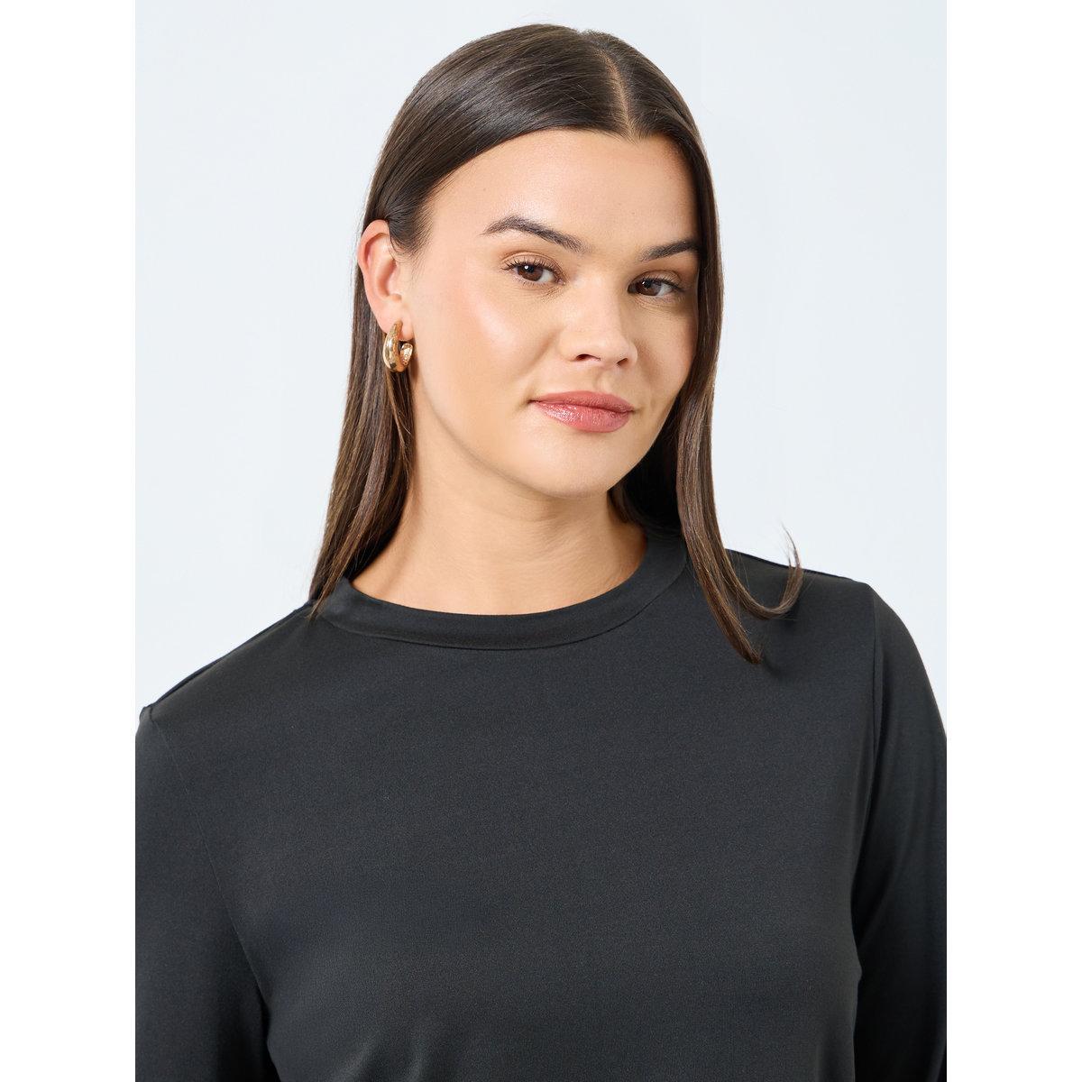 Styli Black Solid Knit Top and Midi Skirt Co-Ords-women-clothing-coordsets-image-3