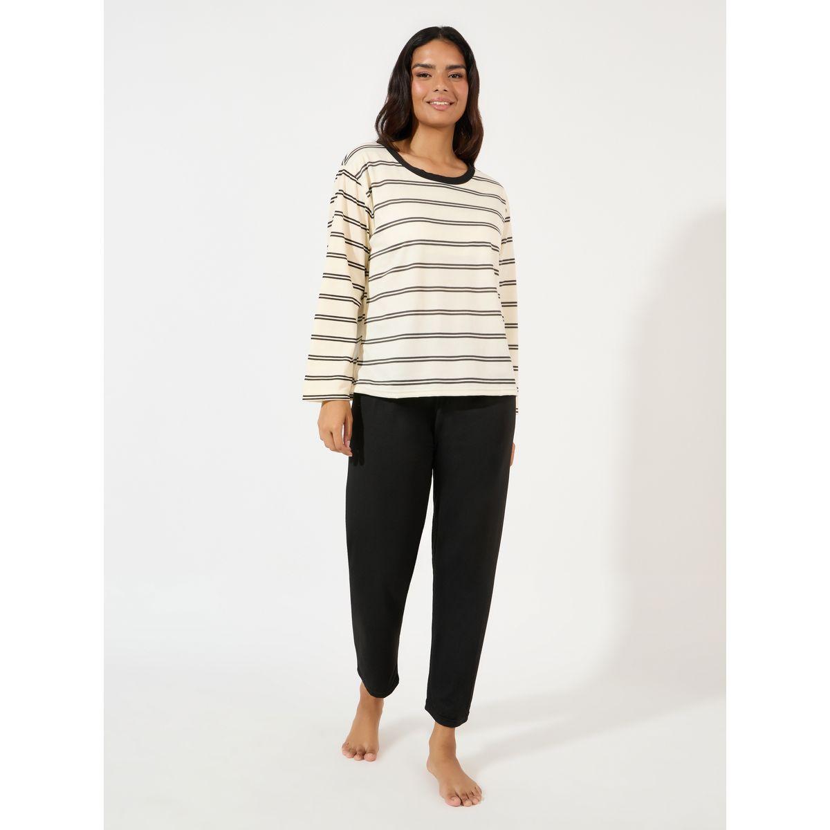 Styli Unwind Striped Long Sleeves Top & Pyjama Set-women-clothing-nightwear-pyjamas-longsets-image-1