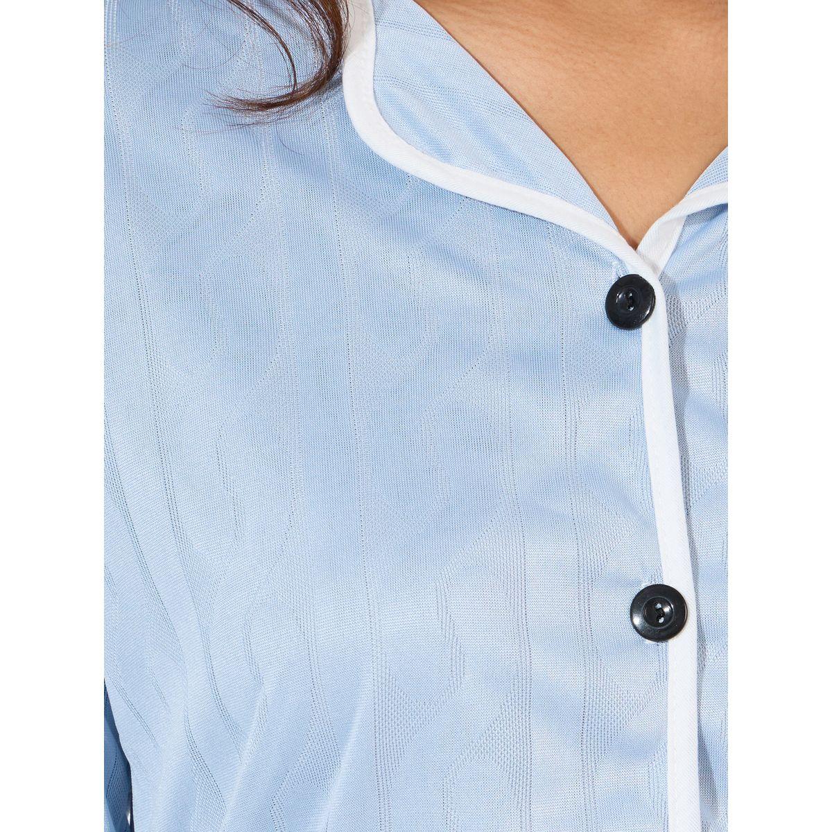 Styli Unwind Cable Knit Jacquard Piped Shirt & Pyjama Set-women-clothing-nightwear-pyjamas-longsets-image-3