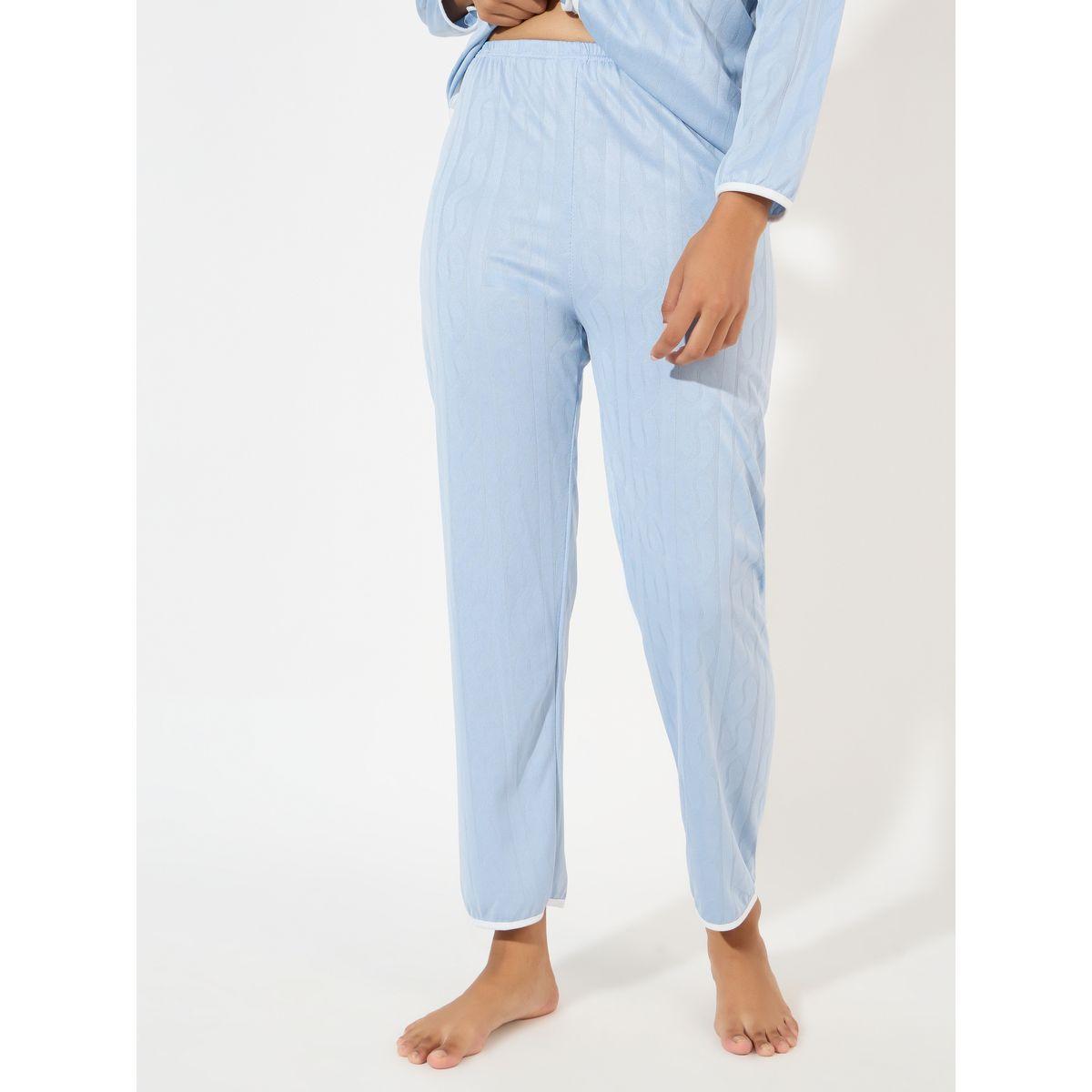 Styli Unwind Cable Knit Jacquard Piped Shirt & Pyjama Set-women-clothing-nightwear-pyjamas-longsets-image-5