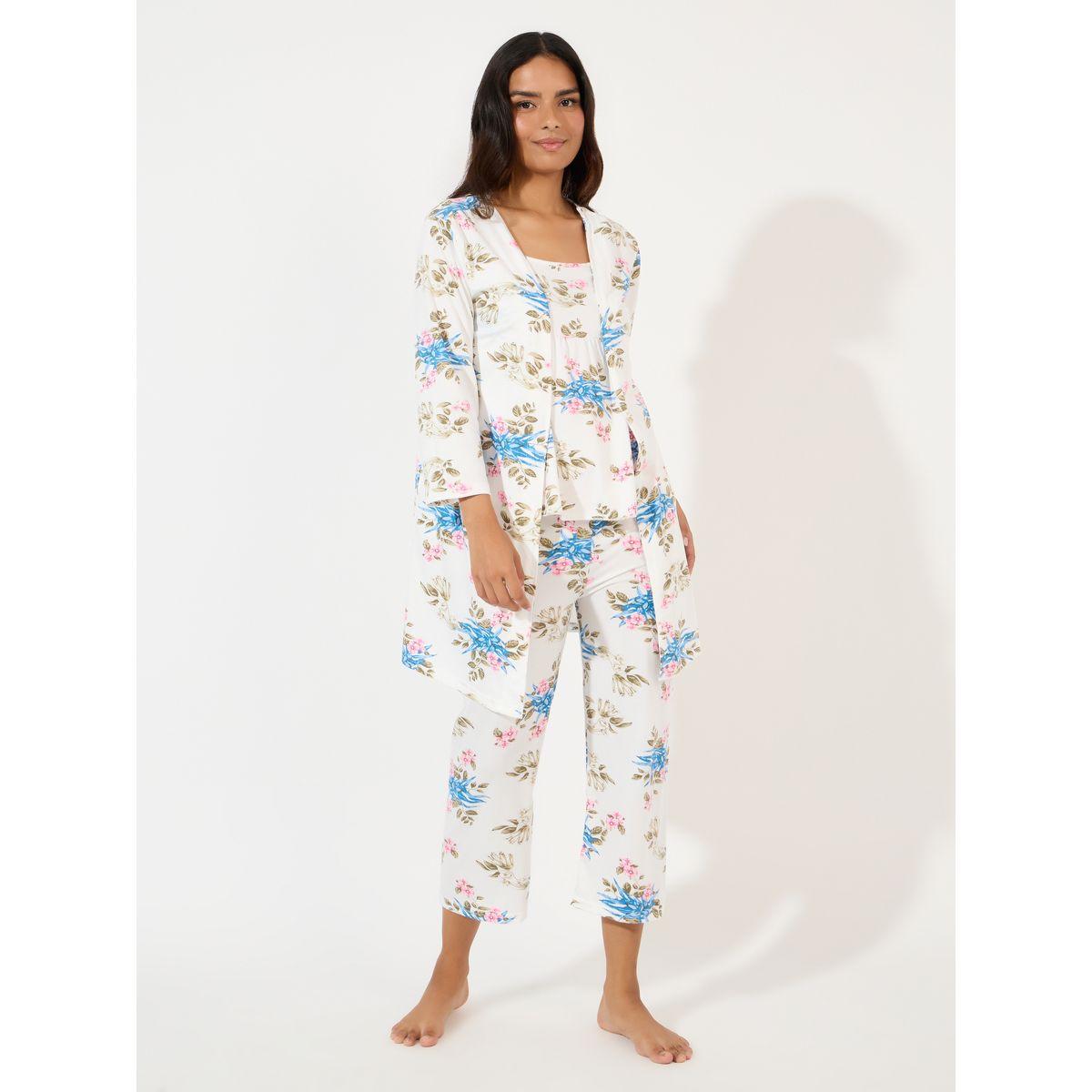 مجموعة من 3 - بنطال كابري وكامي مع روب-women-clothing-nightwear-pyjamas-longsets-image-1