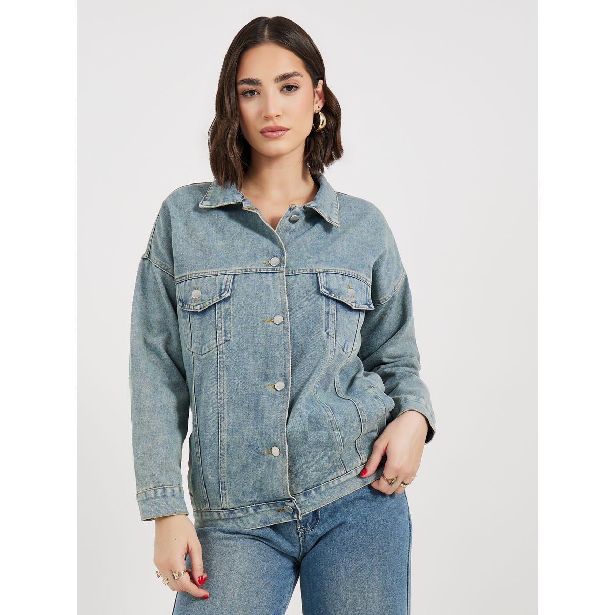 Styli Regular Fit Regular Length Denim Jacket-women-winterwear-coatsandjackets-jackets-image-1