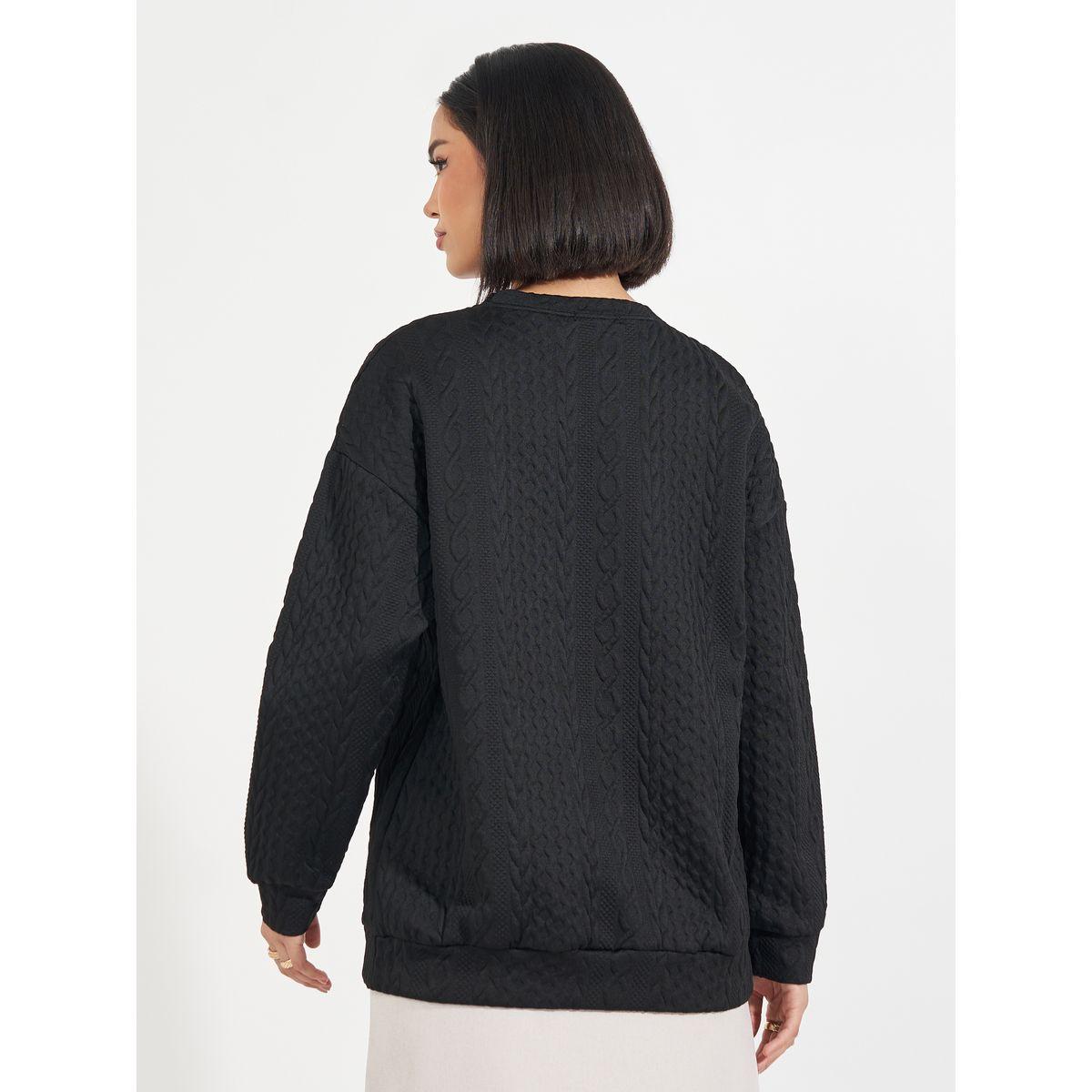 سويت شيرت فضفاض بتفاصيل بارزة الملمس-women-winterwear-hoodiesandsweatshirts-sweatshirts-image-4