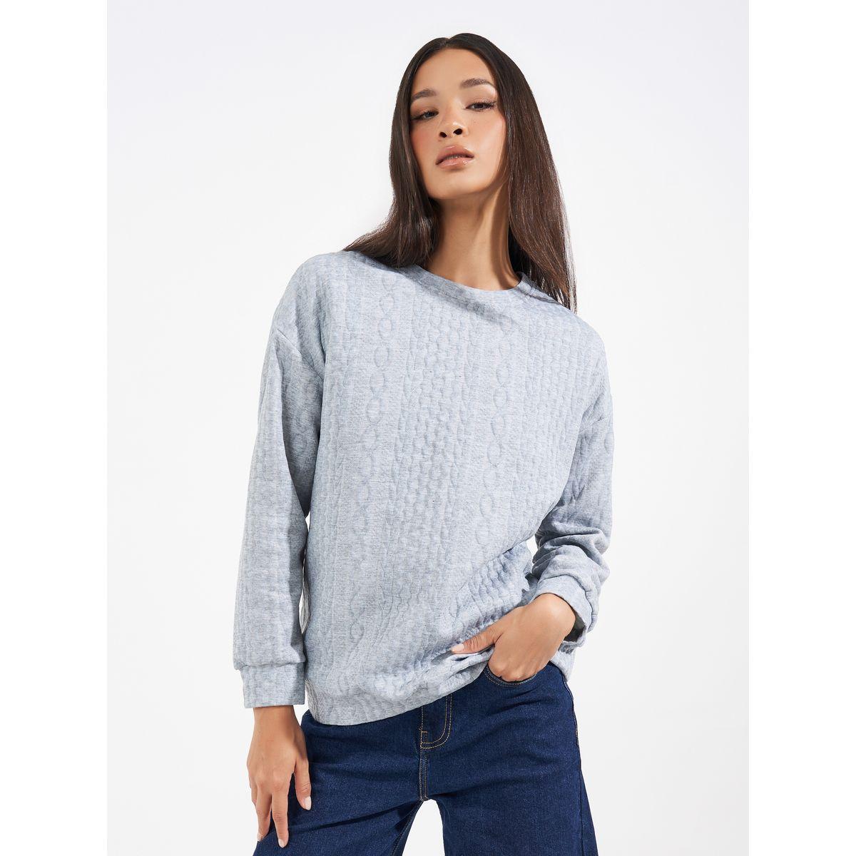 سويت شيرت فضفاض بتفاصيل بارزة الملمس-women-winterwear-hoodiesandsweatshirts-sweatshirts-image-1