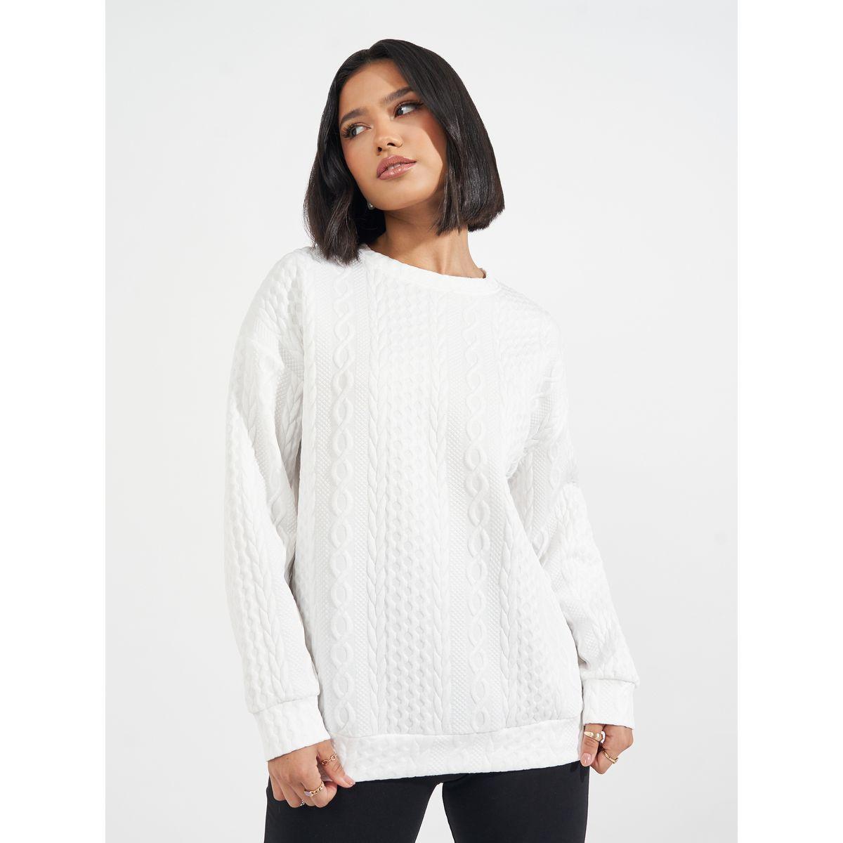 Styli Oversized Regular Length Textured Sweatshirt-women-winterwear-hoodiesandsweatshirts-sweatshirts-image-1
