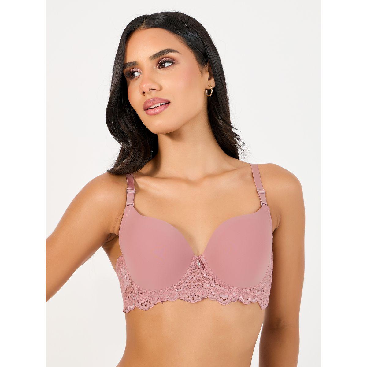 Styli Pack of 2 - Padded Wired Scalloped Lace Band Plunge Bra-women-clothing-lingerie-bras-image-2