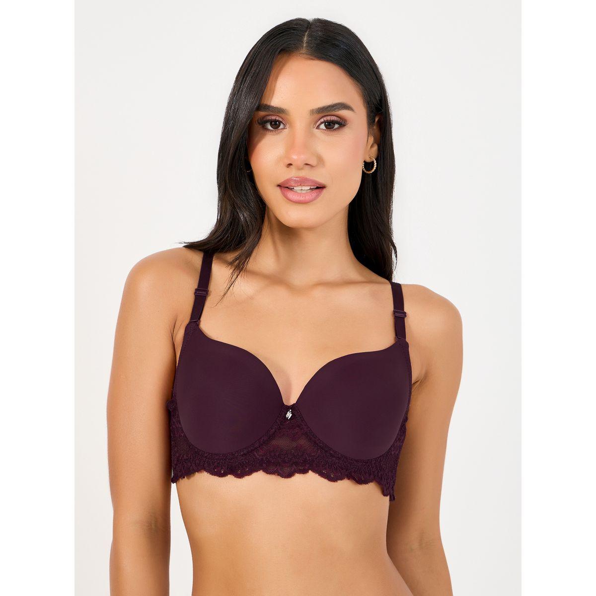 Styli Pack of 2 - Padded Wired Scalloped Lace Band Plunge Bra-women-clothing-lingerie-bras-image-5