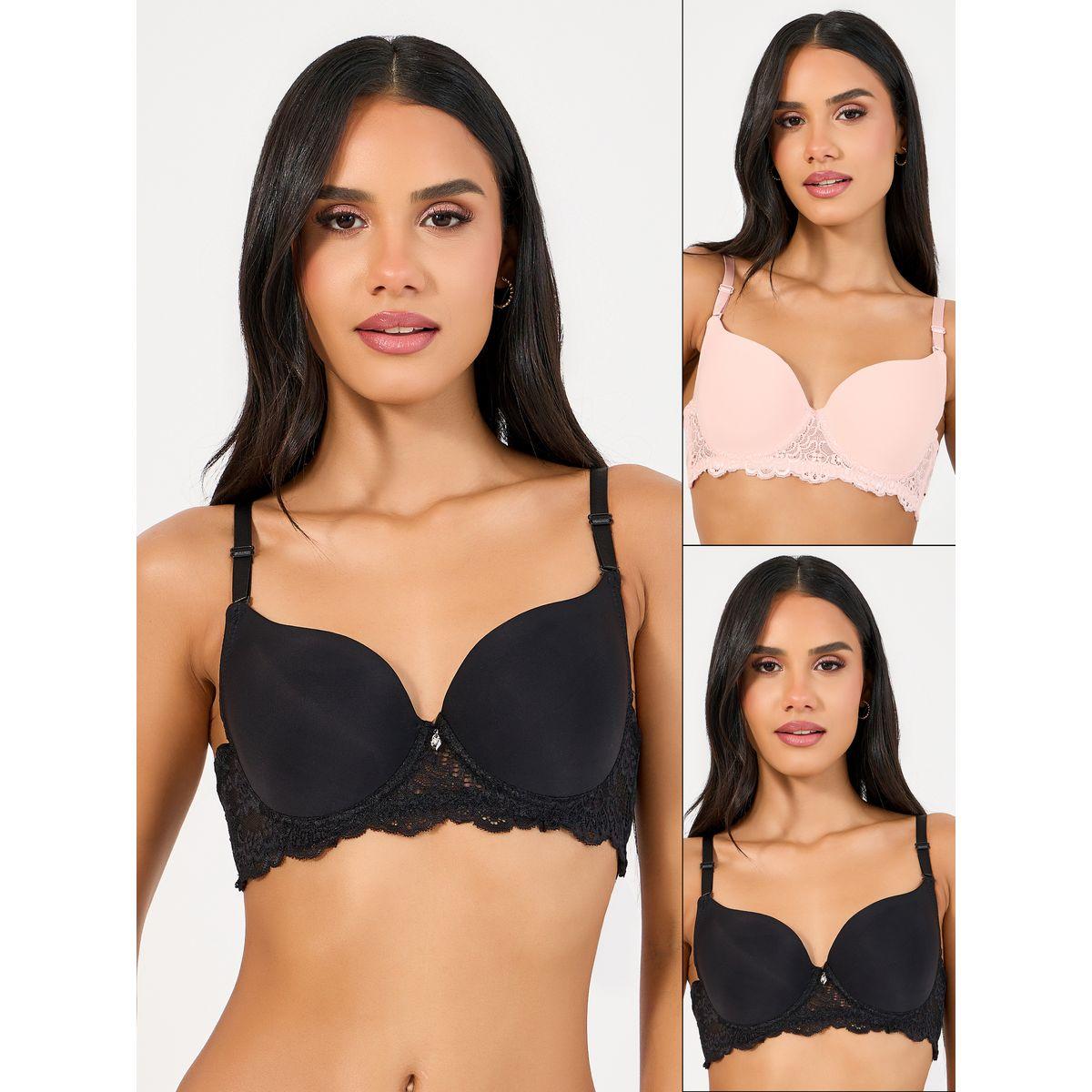 مجموعة من 2 صدرية بياقة عميقة وتفاصيل دانتيل-women-clothing-lingerie-bras-image-1