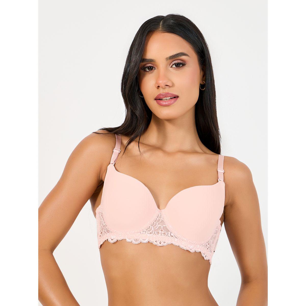 Styli Pack of 2 - Padded Wired Scalloped Lace Band Plunge Bra-women-clothing-lingerie-bras-image-6