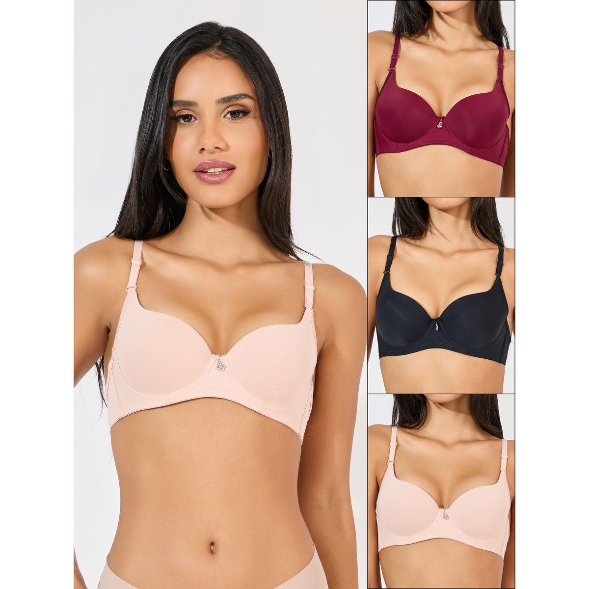 مجموعة من 3 صدريات مبطنة بتفاصيل دانتيل-women-clothing-lingerie-bras-image-1